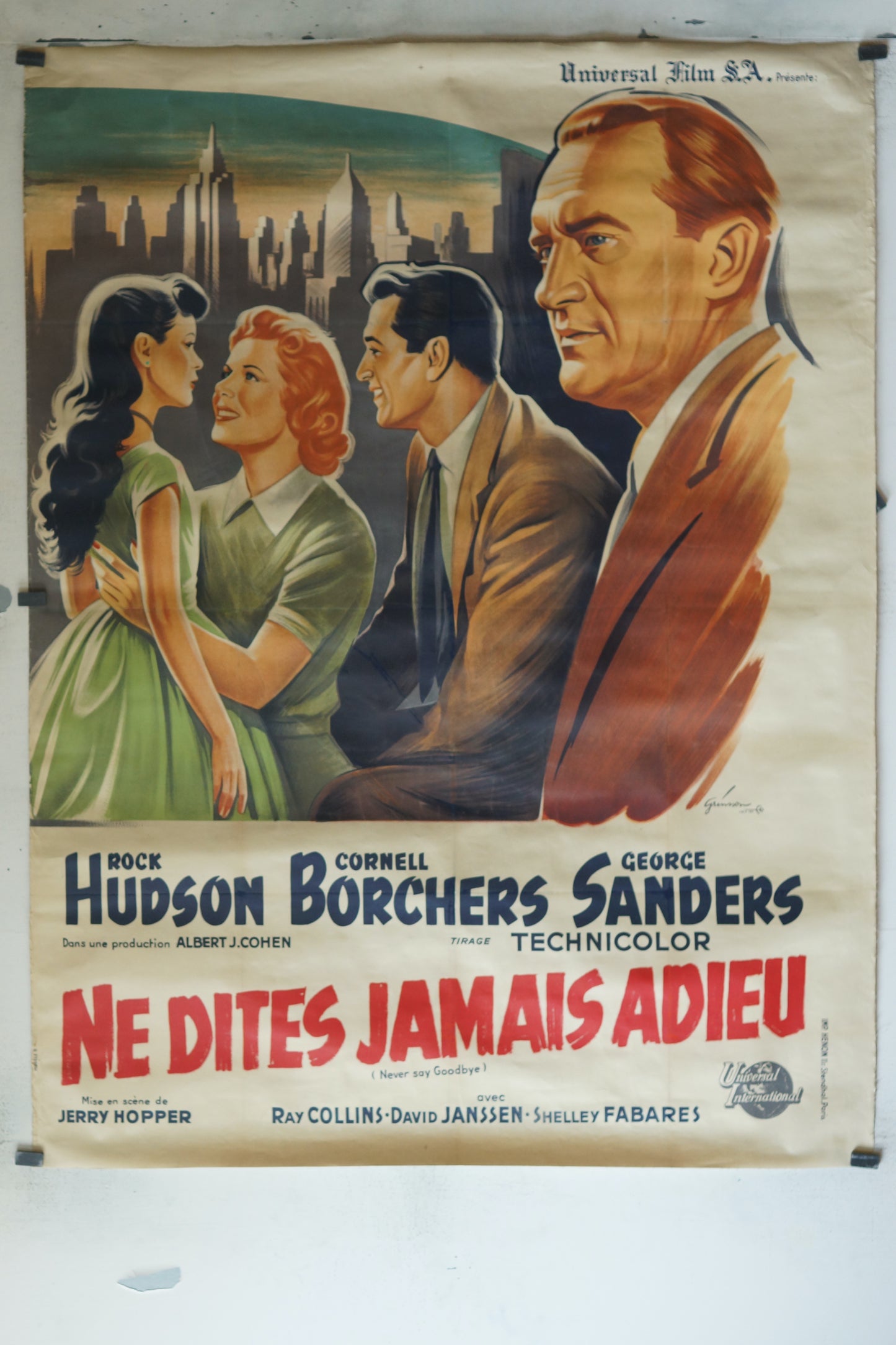 NE DITES JAMAIS ADIEU, Rock Hudson, 120X160, Affiche entoilée