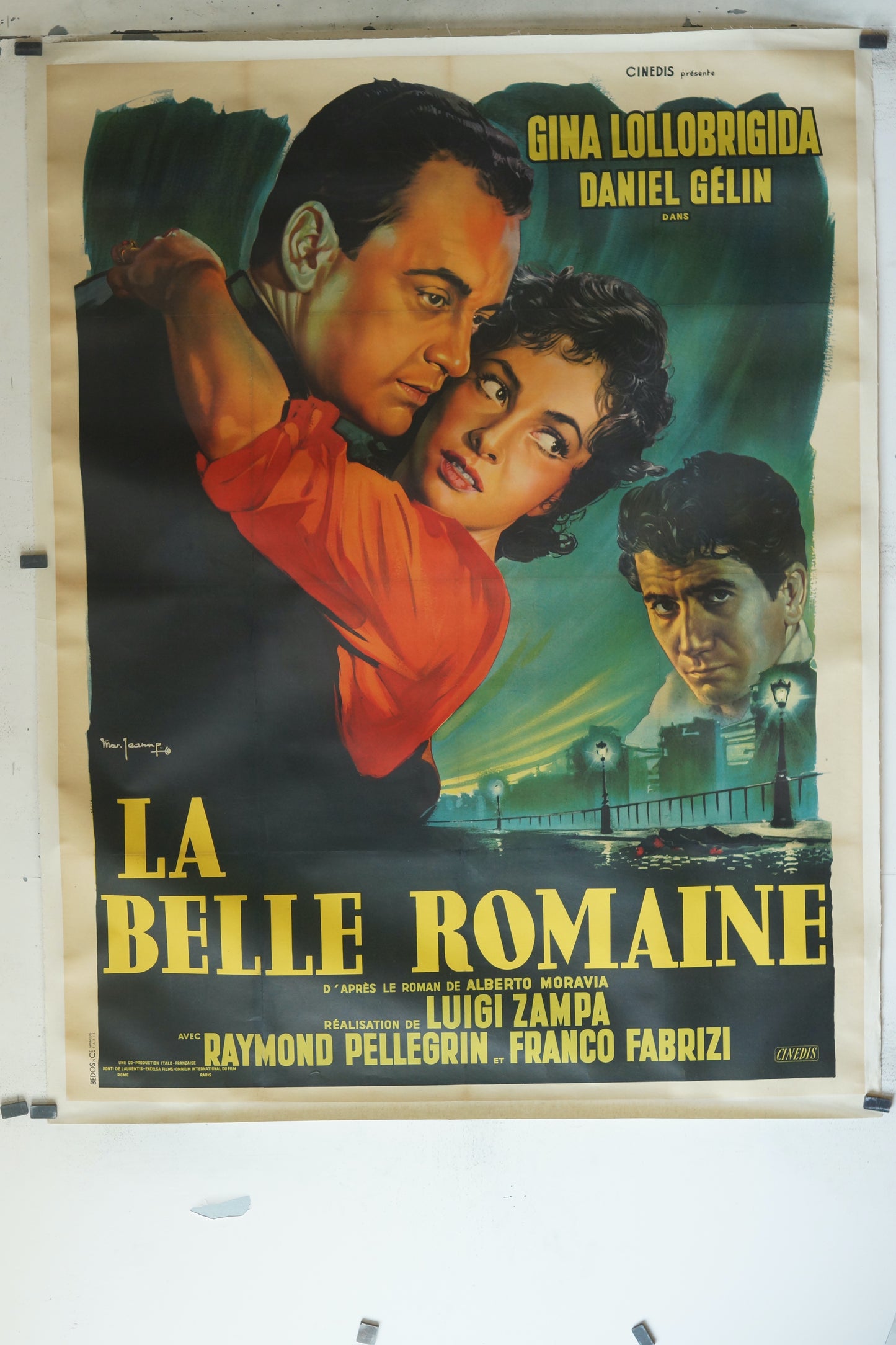LA BELLE ROMAINE, GINA LOLLOBRIGIDA, MOVIE POSTER, 120X160, AFFICHE ENTOILÉE