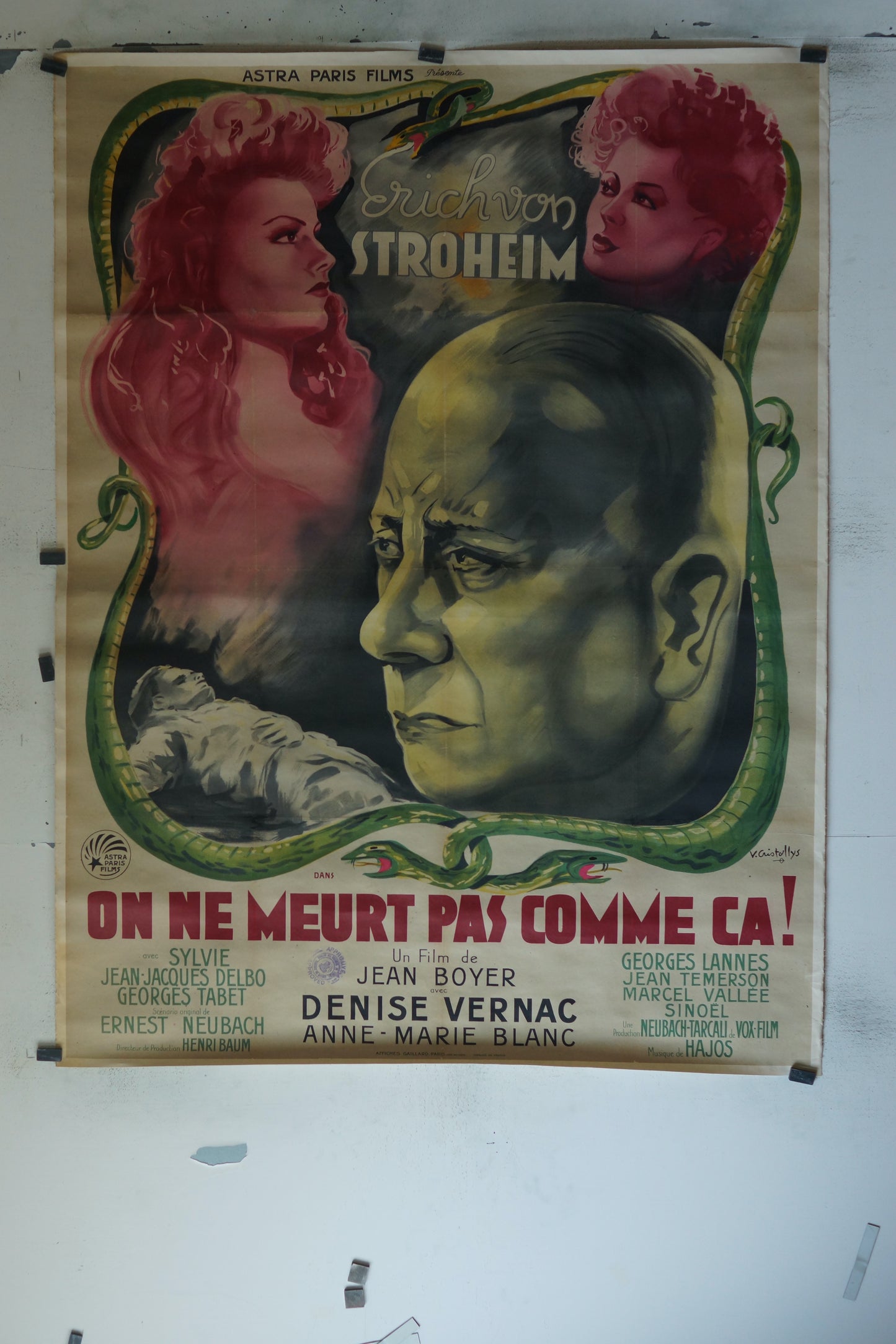 ON NE MEURT PAS COMME CA, ERICH VON STROHEIM, AFFICHE ENTOILÉE