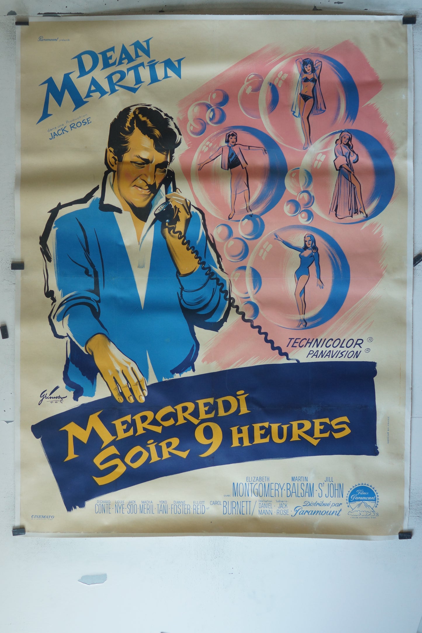 MERCREDI SOIR 9 HEURES, DEAN MARTIN, 120X160, AFFICHE ENTOILÉE
