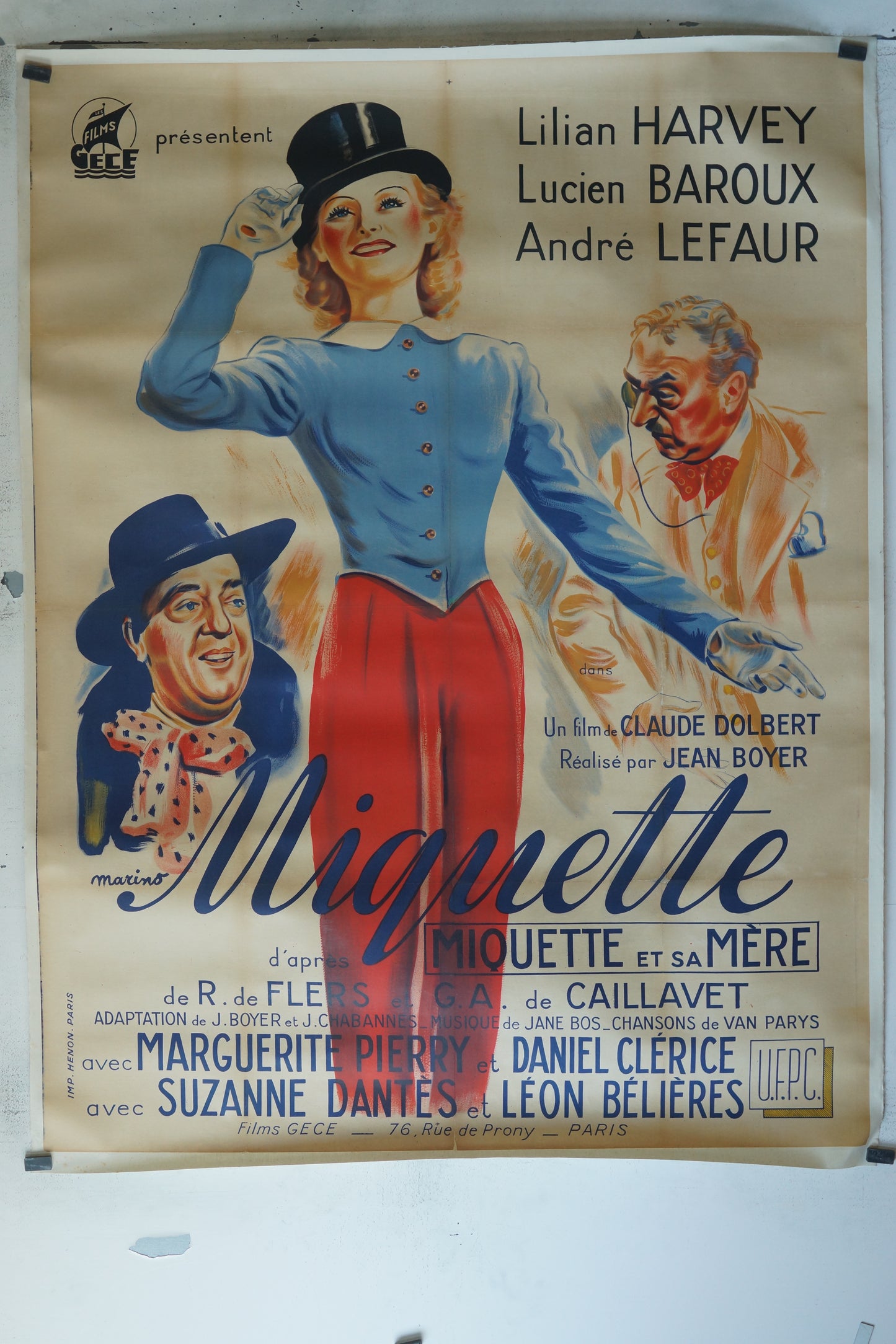 MIQUETTE ET SA MÈRE, LILIAN HARVEY, 120X160, AFFICHE ENTOILÉE