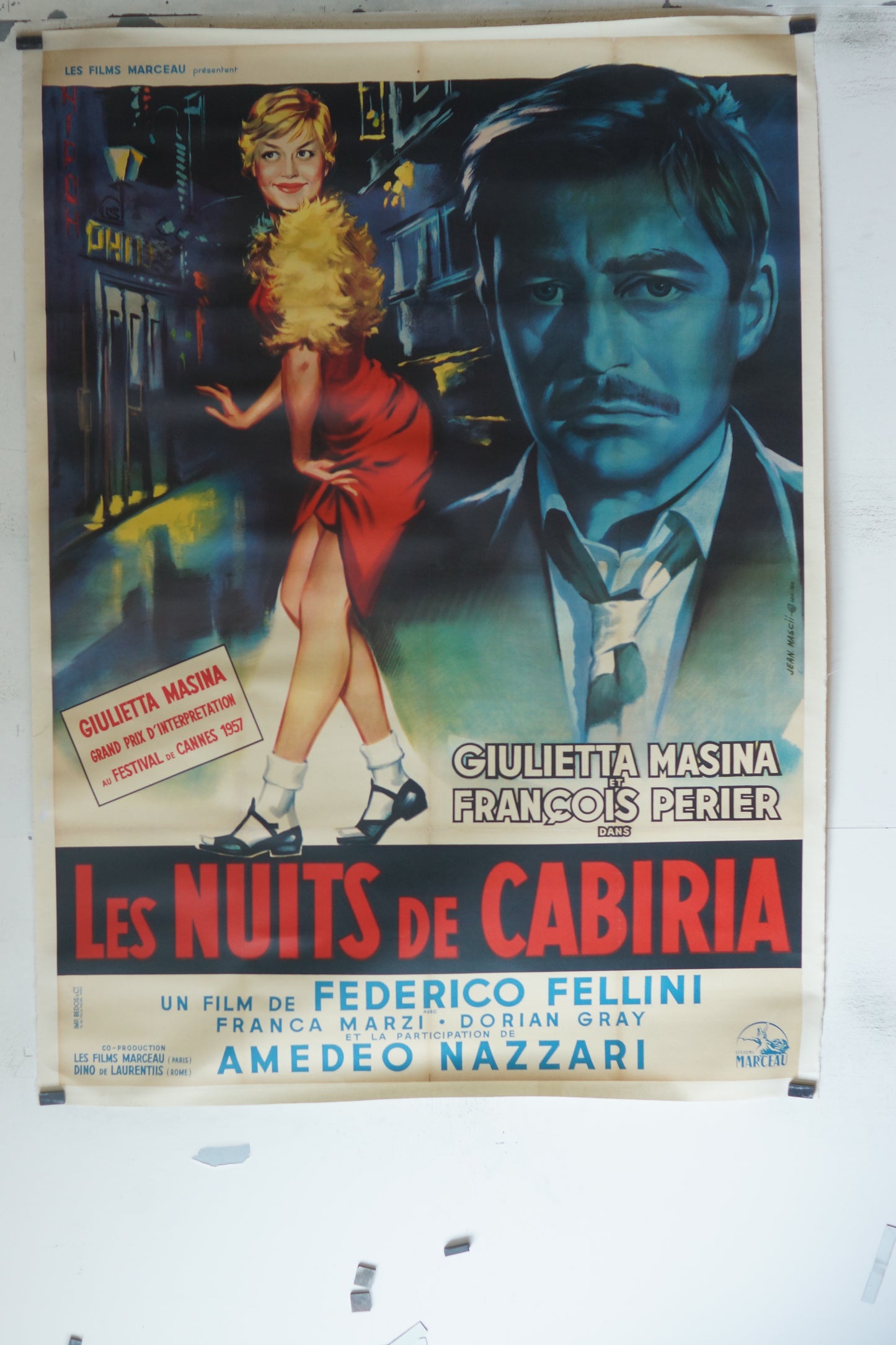 LES NUITS DE CABIRIA, FREDERICO FELLINI, 120X160, AFFICHE ENTOILÉE