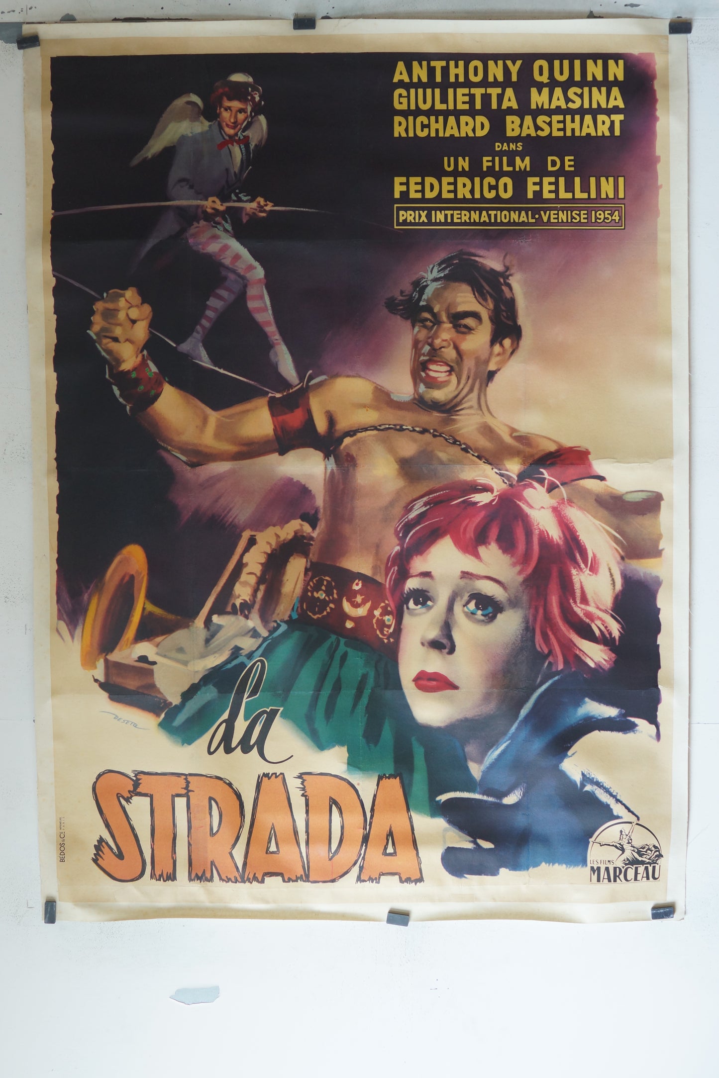 LA STRADA, ANTHONY QUINN, 120X160, AFFICHE ENTOILÉE.
