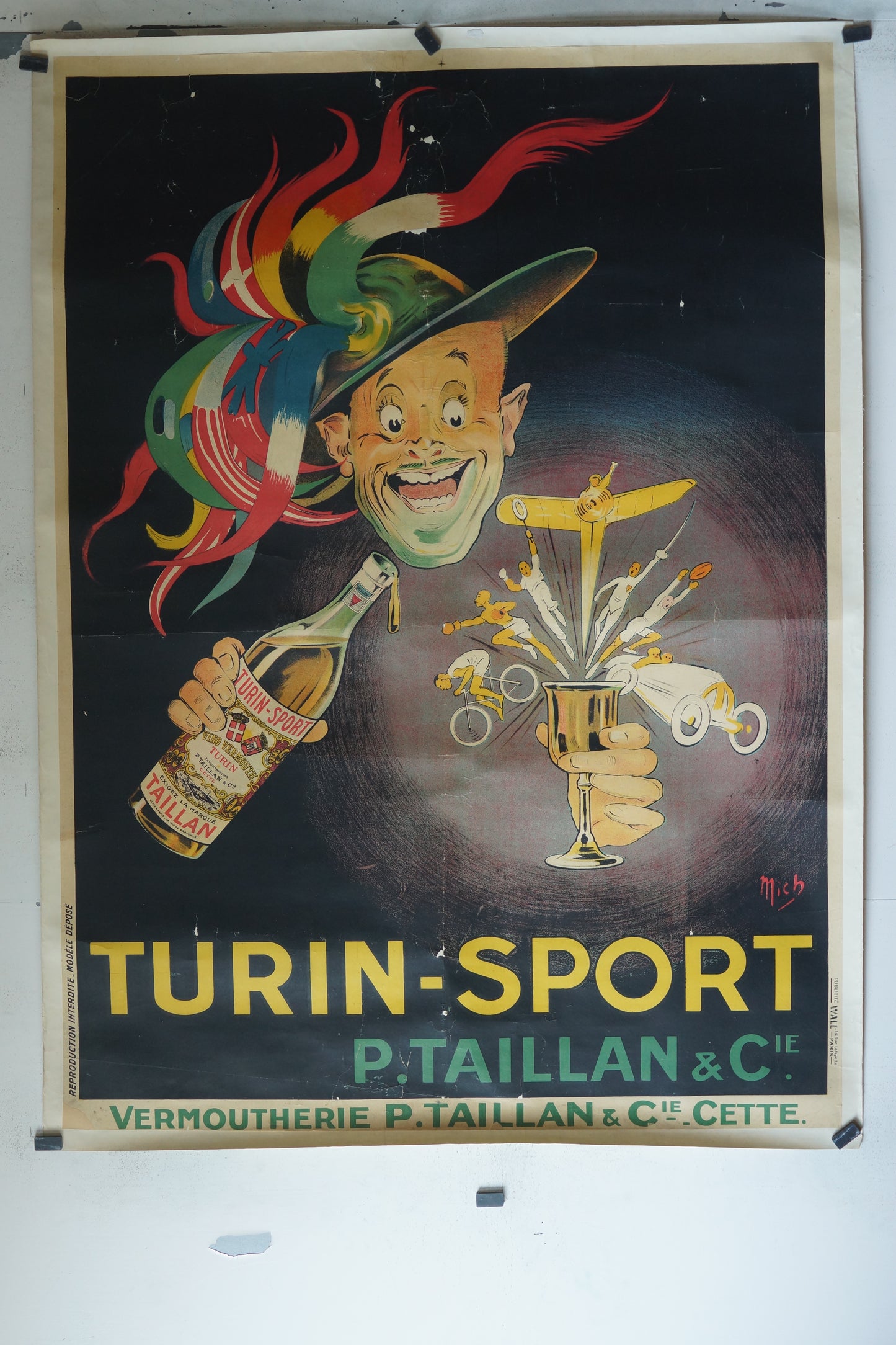 TURIN-SPORT, VERMOUTHERIE; 120X160, AFFICHE ENTOILÉE.