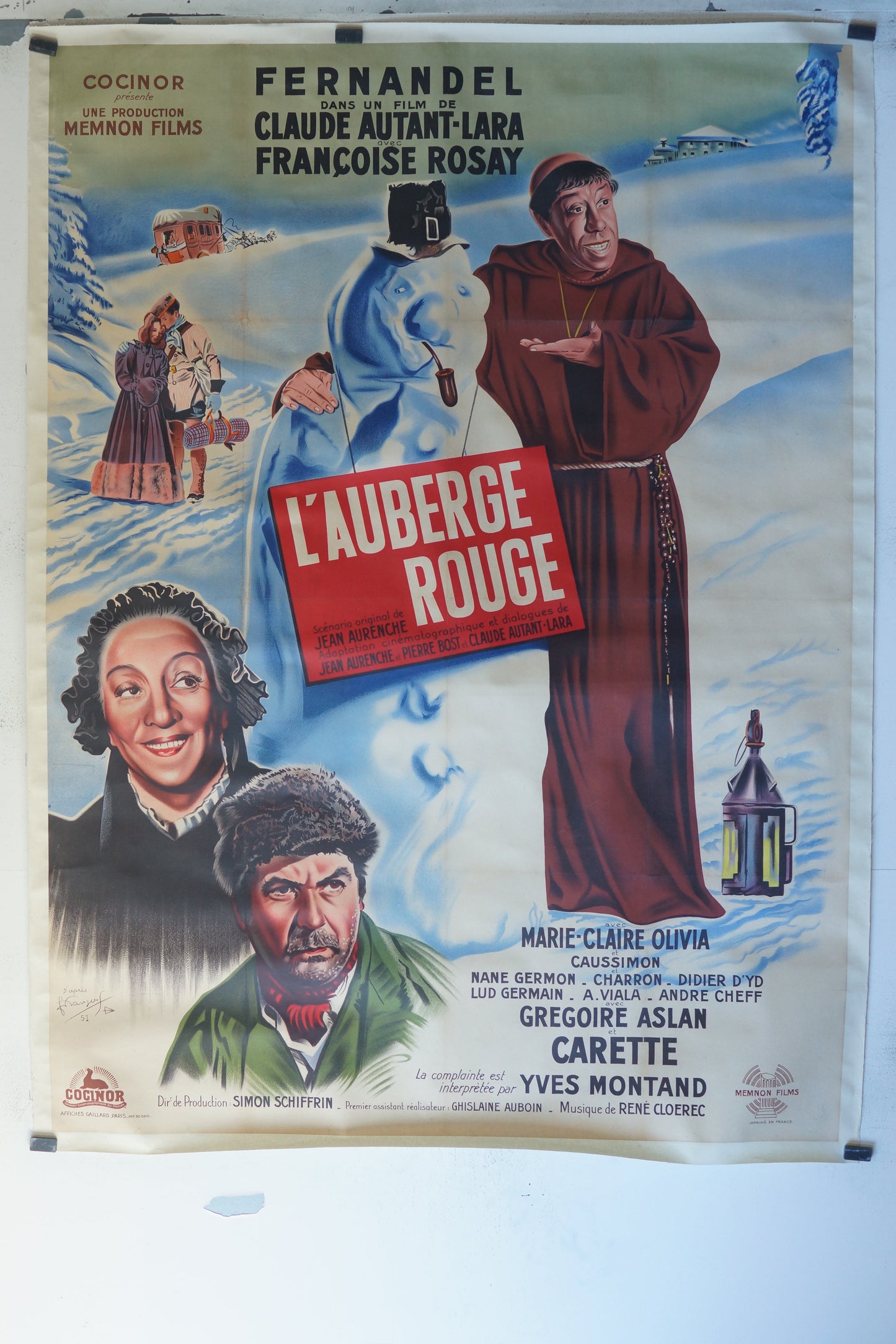 L’AUBERGE ROUGE, FERNANDEL, 120X160, AFFICHE ENTOILÉE
