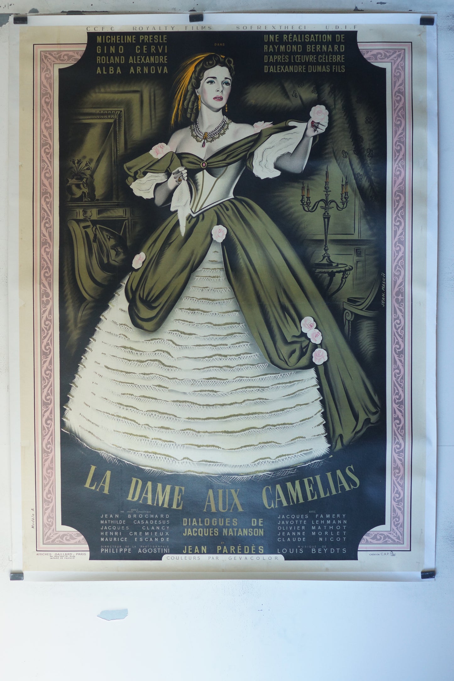 LA DAME AUX CAMÉLIAS, JEAN BROCHARD, 120X160, AFFICHE ENTOILÉE