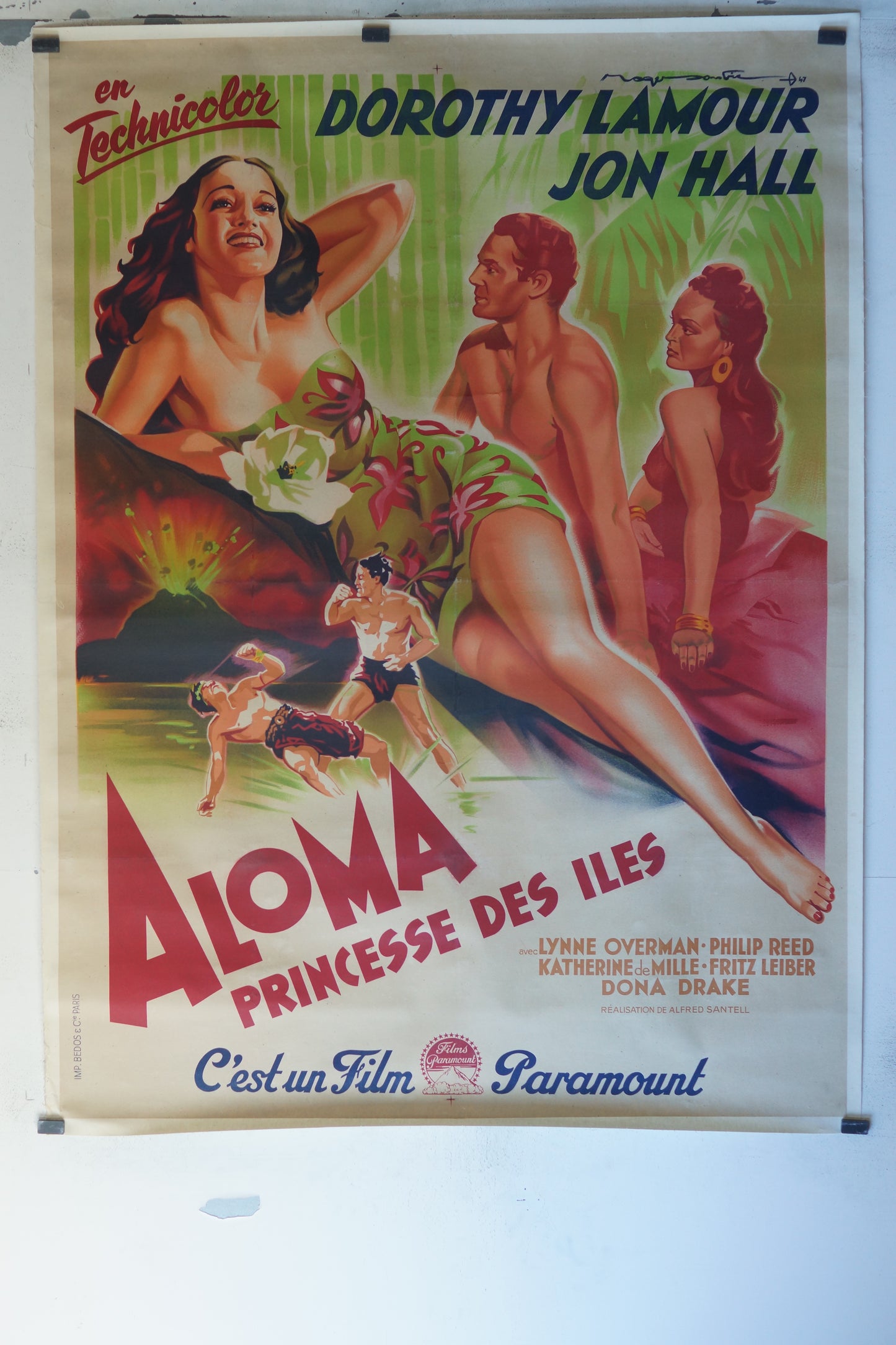 ALOMA PRICESSE DES ILES, DOROTHY LAMOUR, 120X160, AFFICHE ENTOILÉE