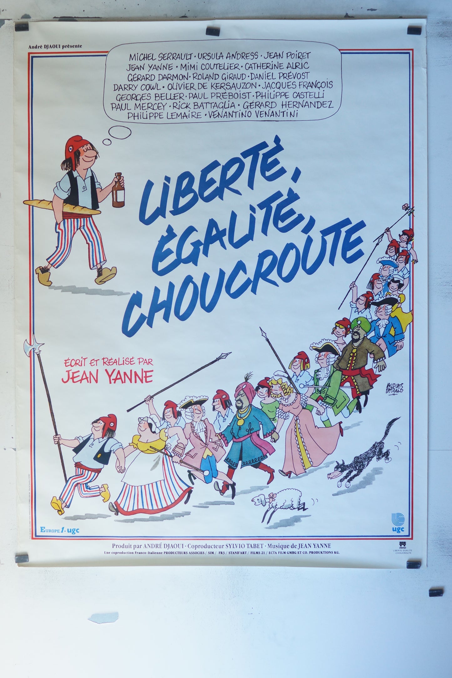 LIBERTÉ, ÉGALITÉ, CHOUCROUTE, JEAN YANNE, 120X160, 120X160 CM, AFFICHE ENTOILÉE.