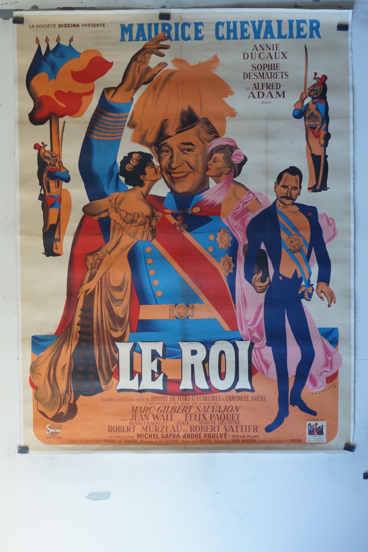 LE ROI, MAURICE CHEVALIER, JEAN WALL, 120X160, 120X160 CM, AFFICHE ENTOILÉE.