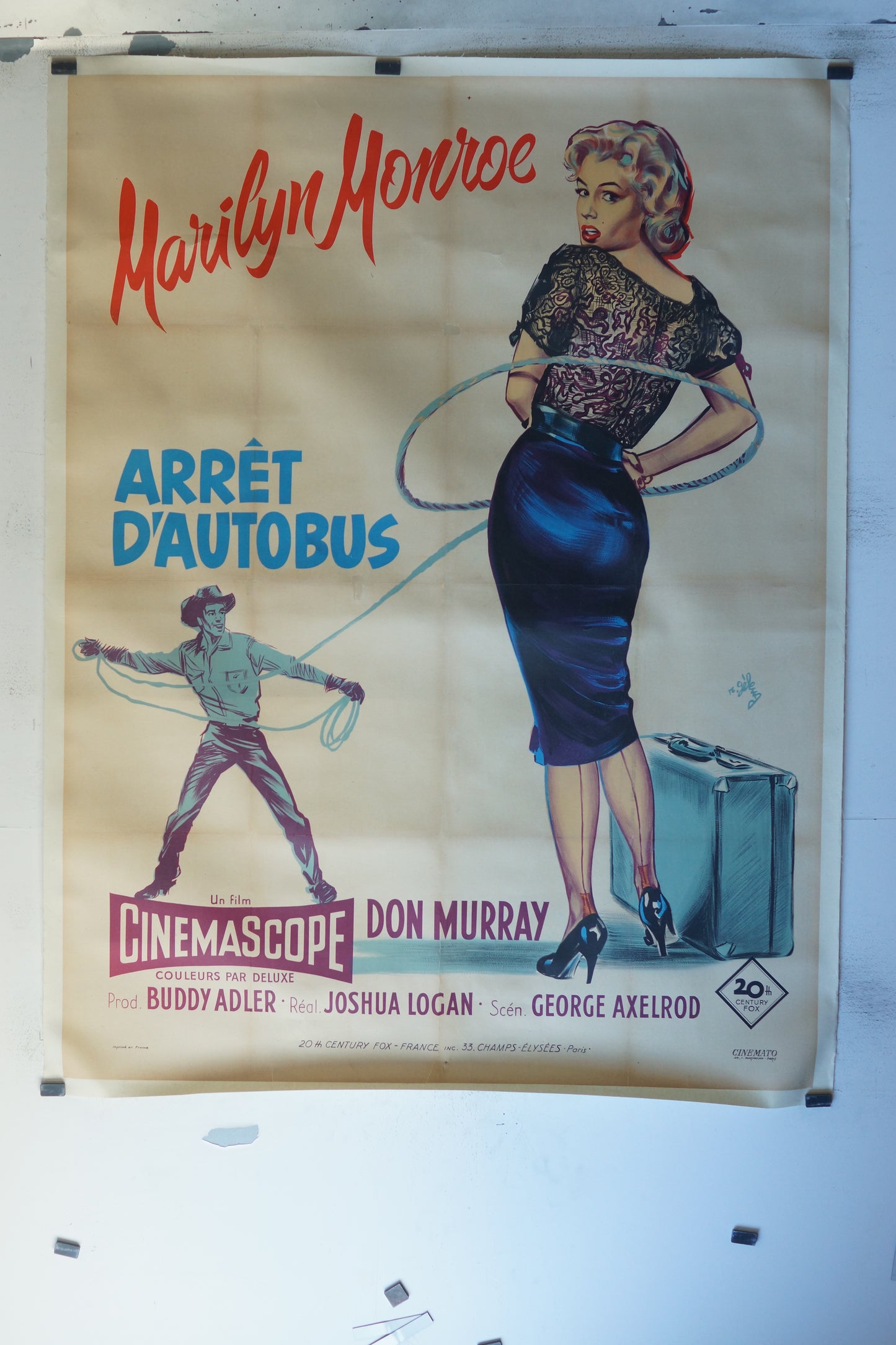 ARRÊT D’AUTOBUS, MARILYN MONROE, 120X160 CM, AFFICHE ENTOILÉE