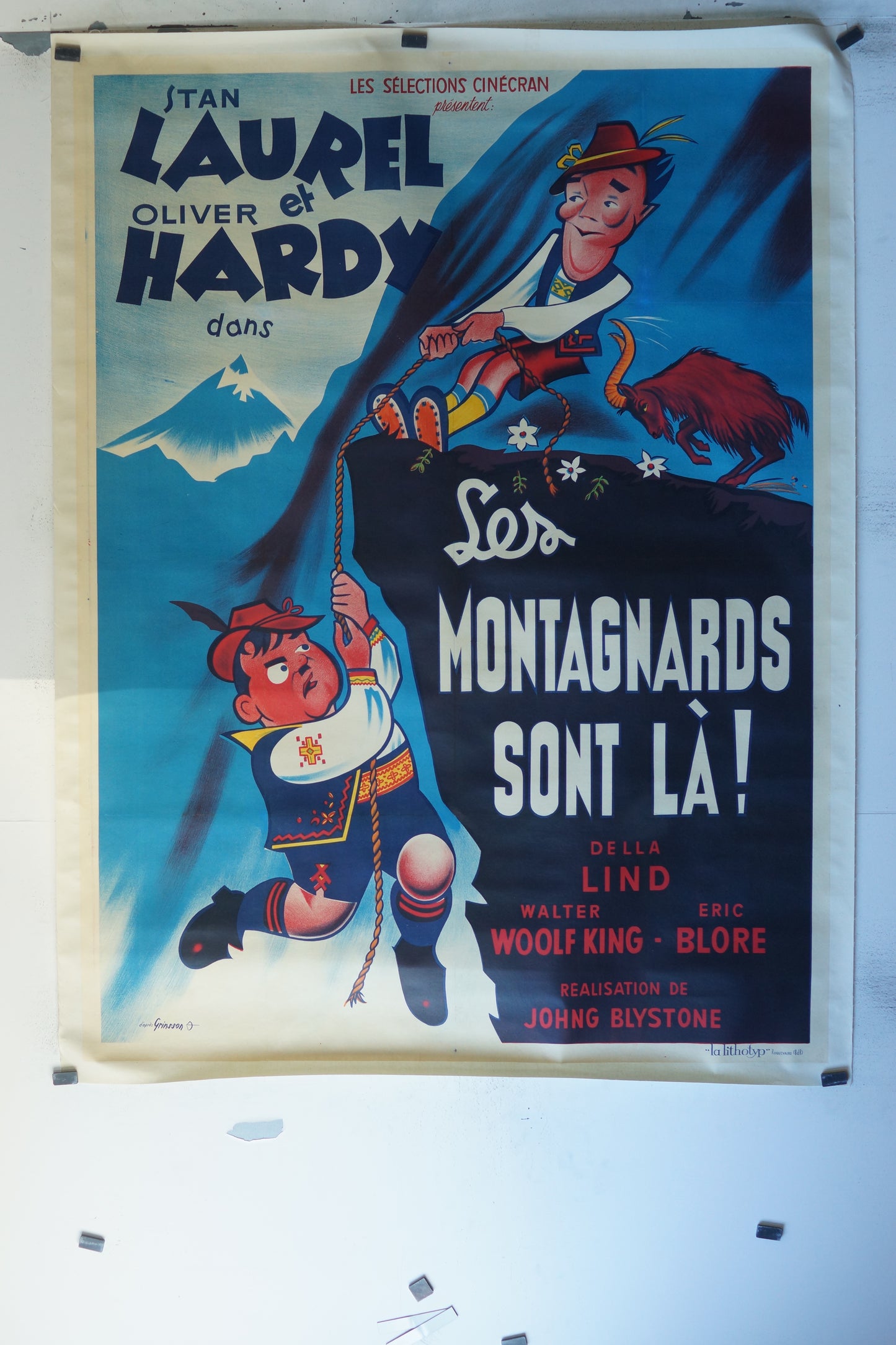 LES MONTAGNARDS SONT LÀ LAUREL ET HARDY, 120X160 CM, AFFICHE ENTOILÉE