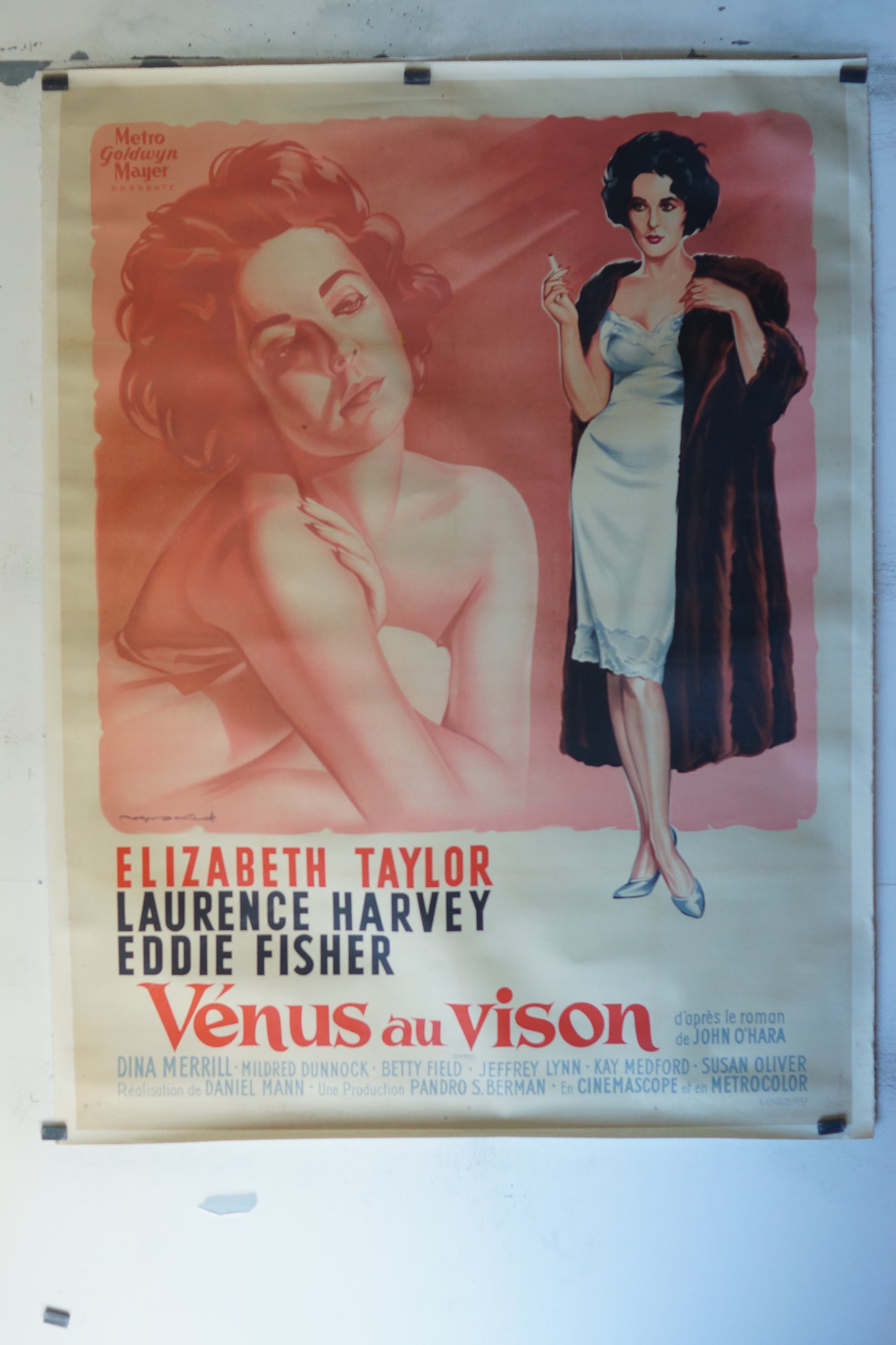 VENUS AU VISON, ELIZABETH TAYLOR,120X160 CM, AFFICHE ENTOILÉE.