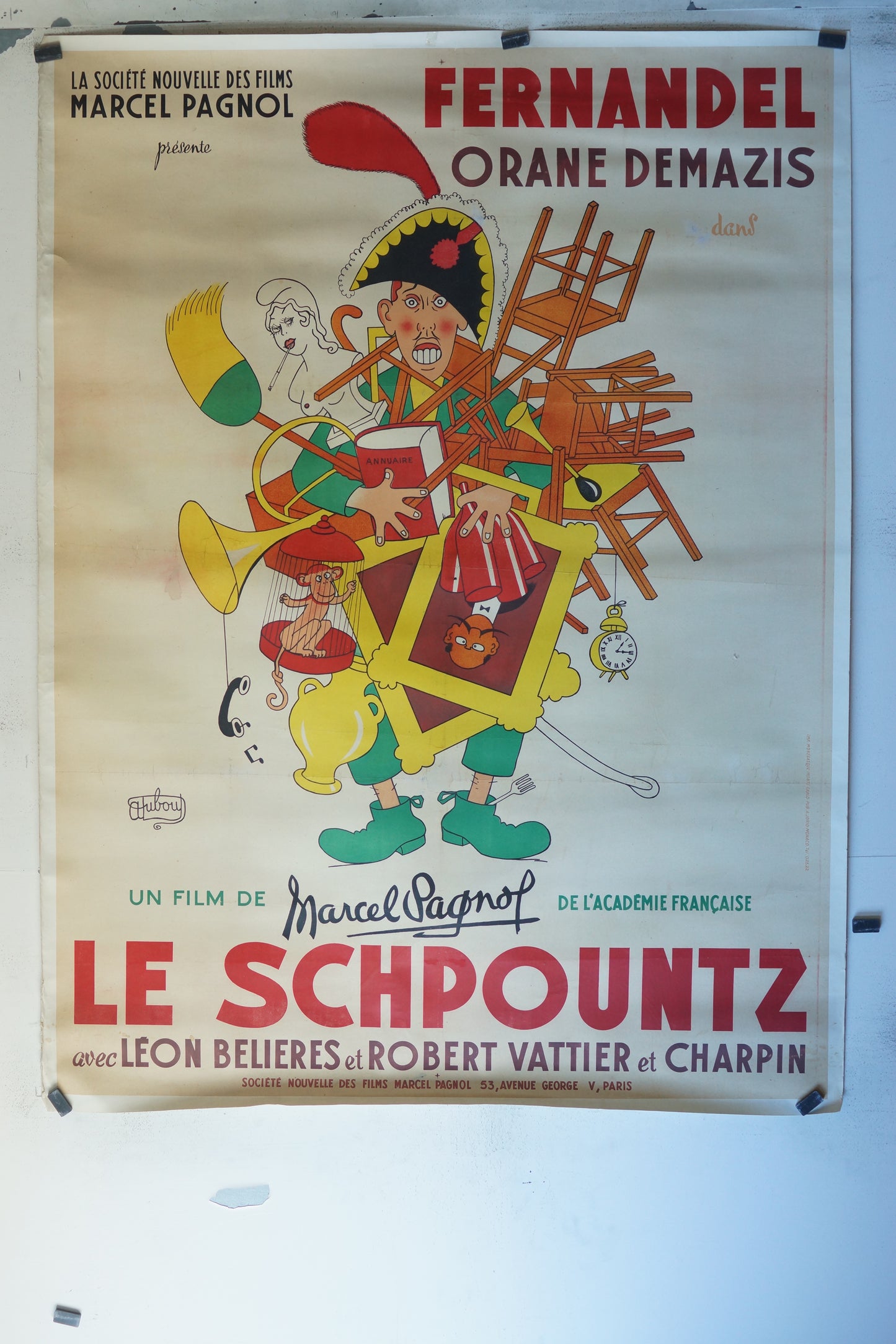 LE SCHPOUNTZ, FERNADEL, 120X160, 120X160 CM, AFFICHE ENTOILÉE.