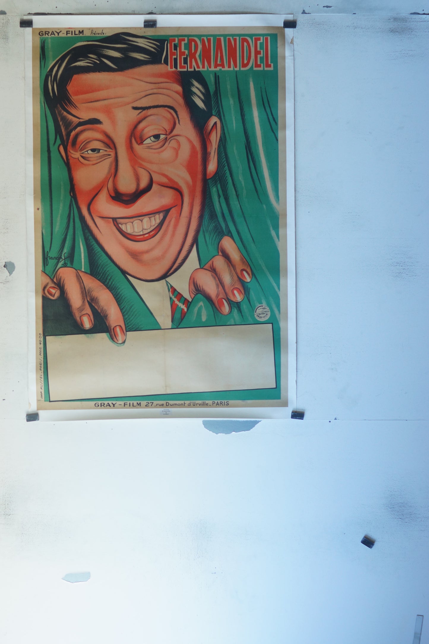 PORTRAIT FERNADEL AFFICHE ENTOILÉE. FERNADEL