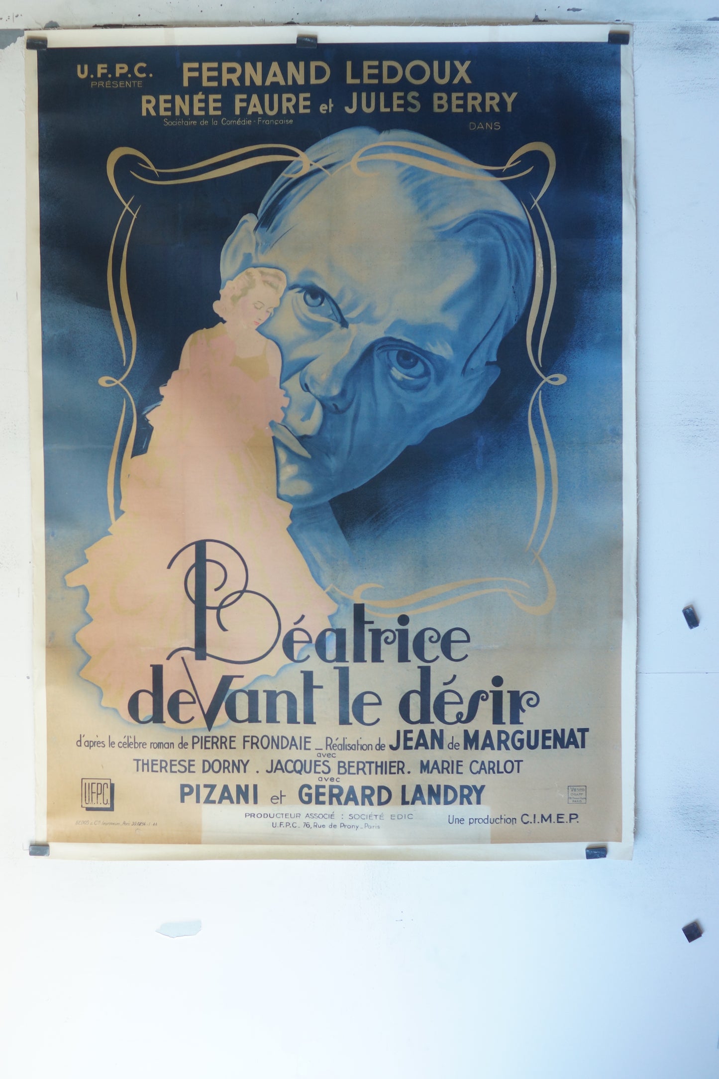 BÉATRICE, DEVANT LE DÉSIR, THÉRÈSE DORNY,120X160, AFFICHE ENTOILÉE