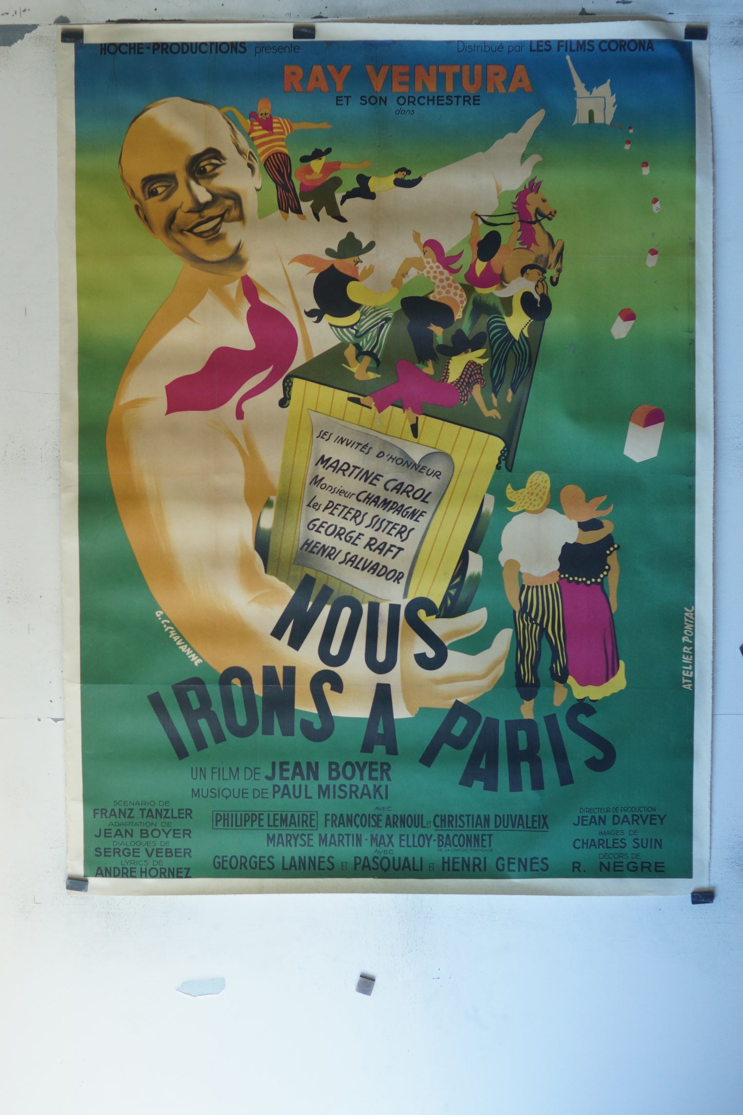 NOUS IRONS A PARIS, JEAN BOYER, 120X160 CM, AFFICHE ENTOILÉE.