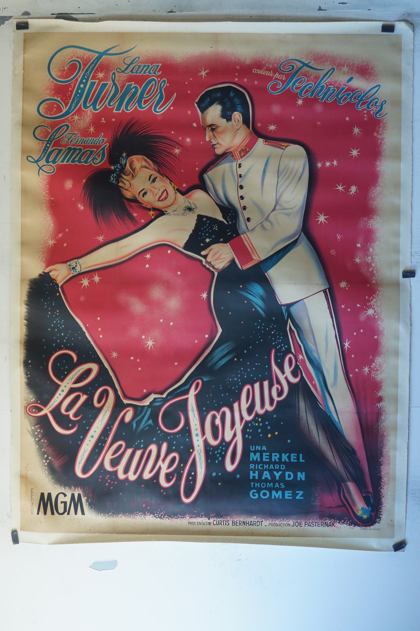 LA VEUVE JOYEUSE, LANA TURNER, 120X160 CM, AFFICHE ENTOILÉE.