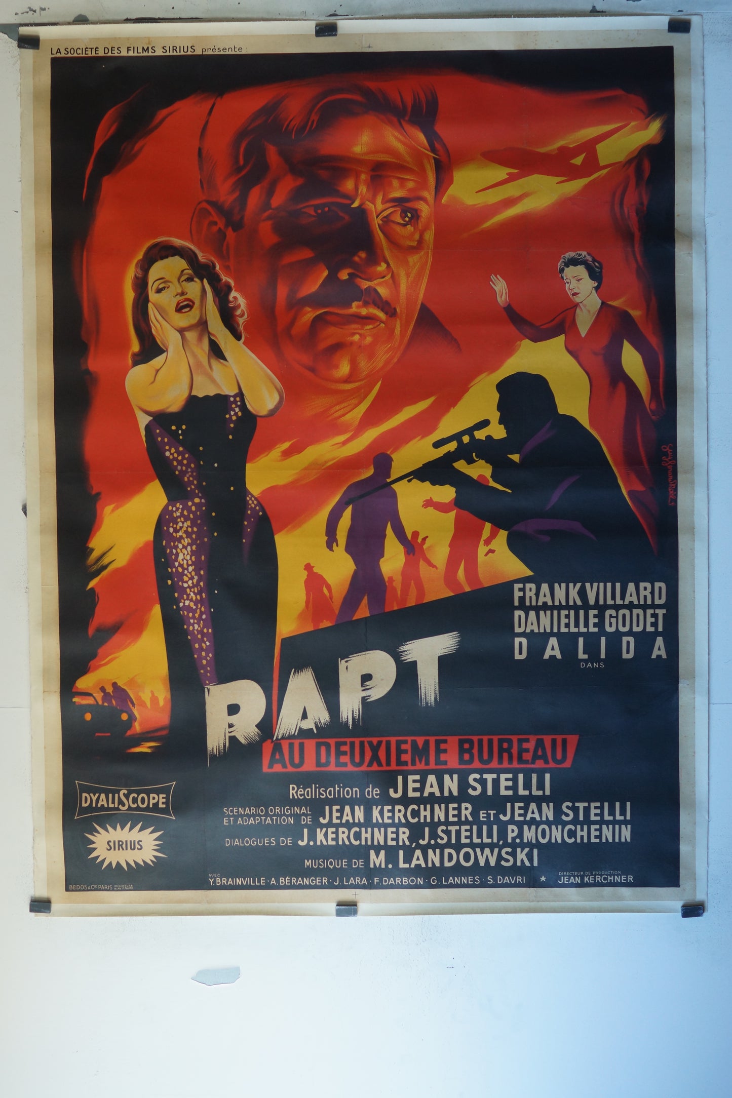 RAPT AU DEUXIEME BUREAU, FRANK VILLARD, 120X160, AFFICHE ENTOILÉE