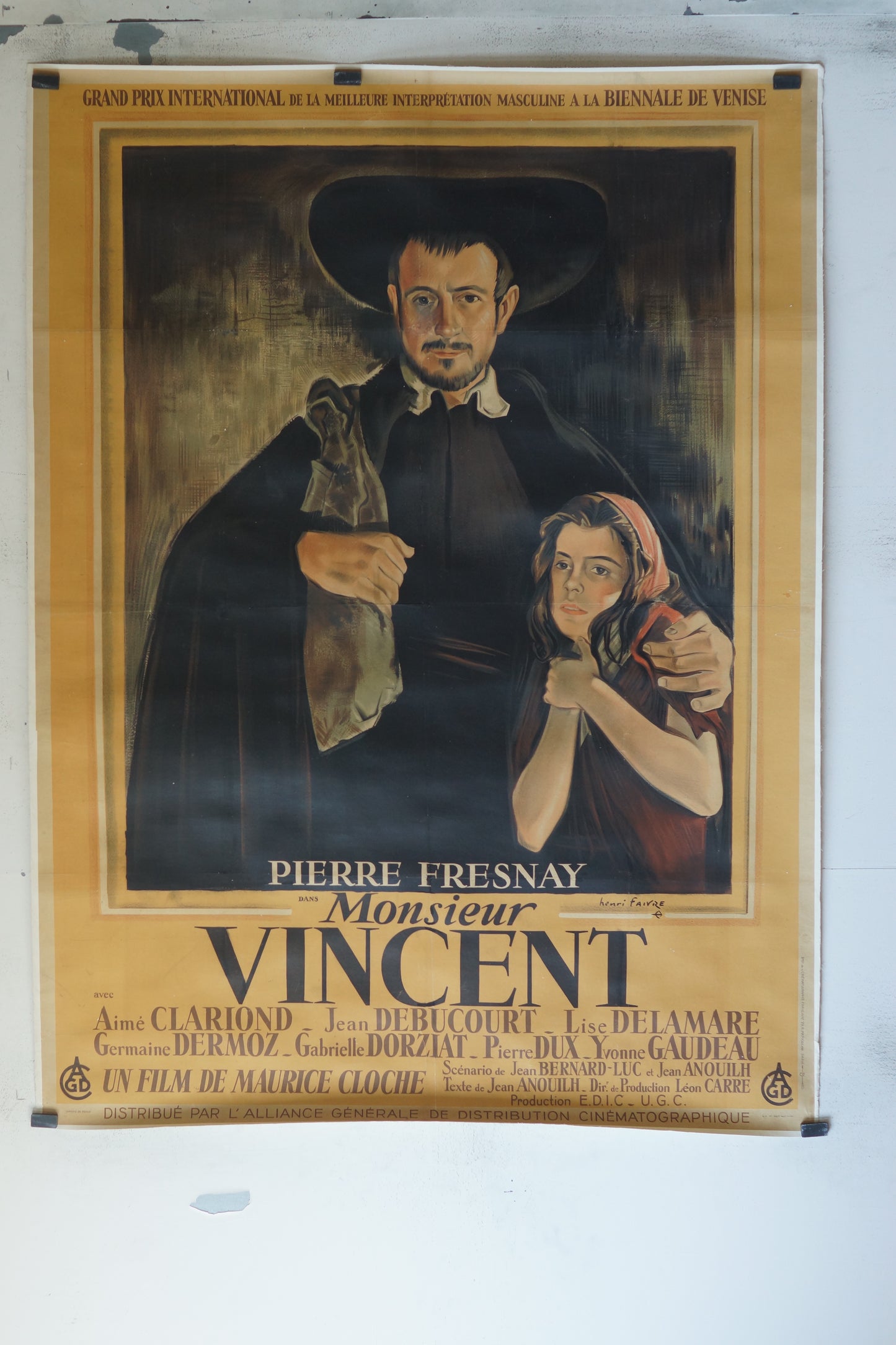 MONSIEUR VINCENT, PIERRE FRESNAY, 120X160, AFFICHE ENTOILÉE