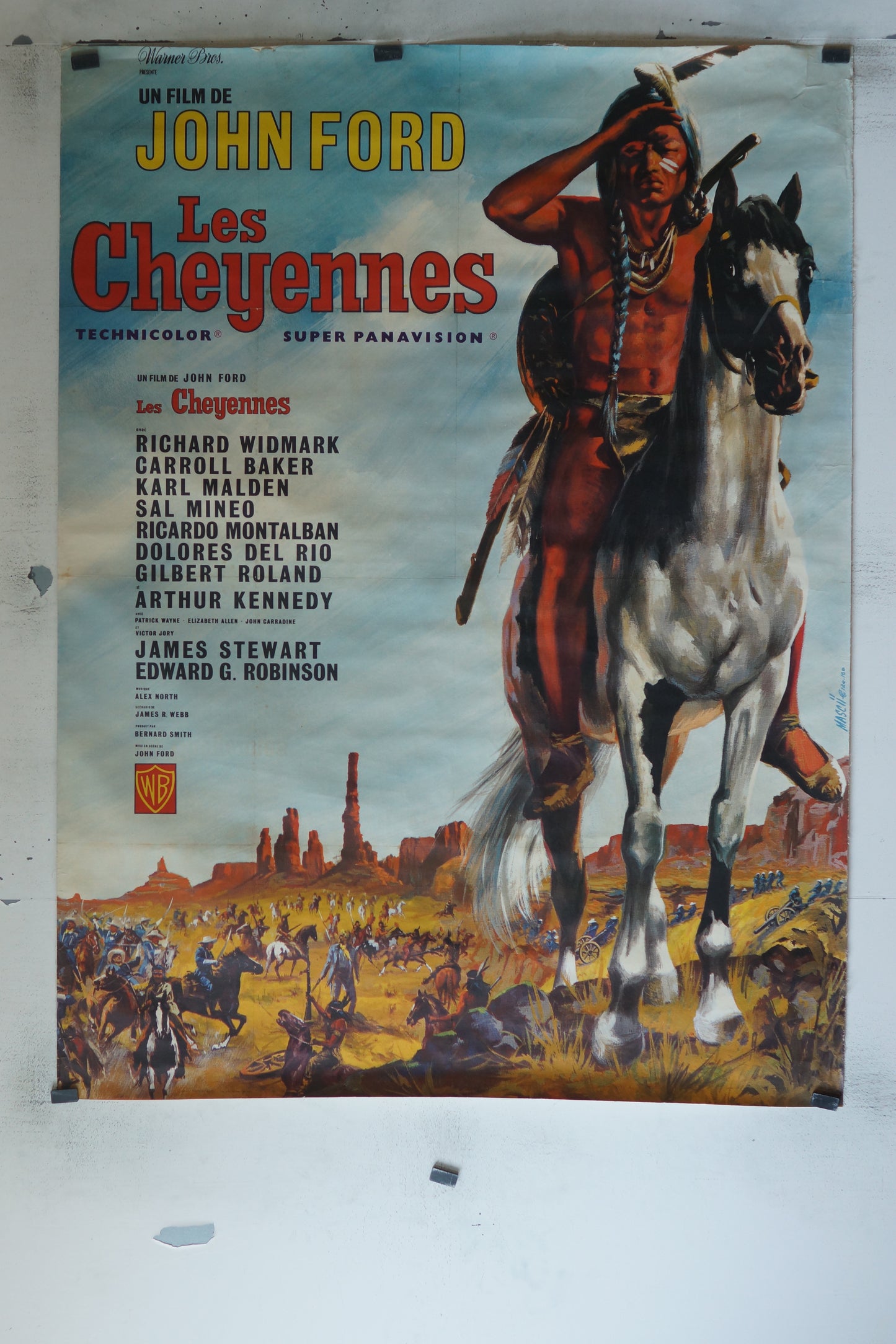 LES CHEYENNES, JOHN FORD, 120X160, AFFICHE ENTOILÉE