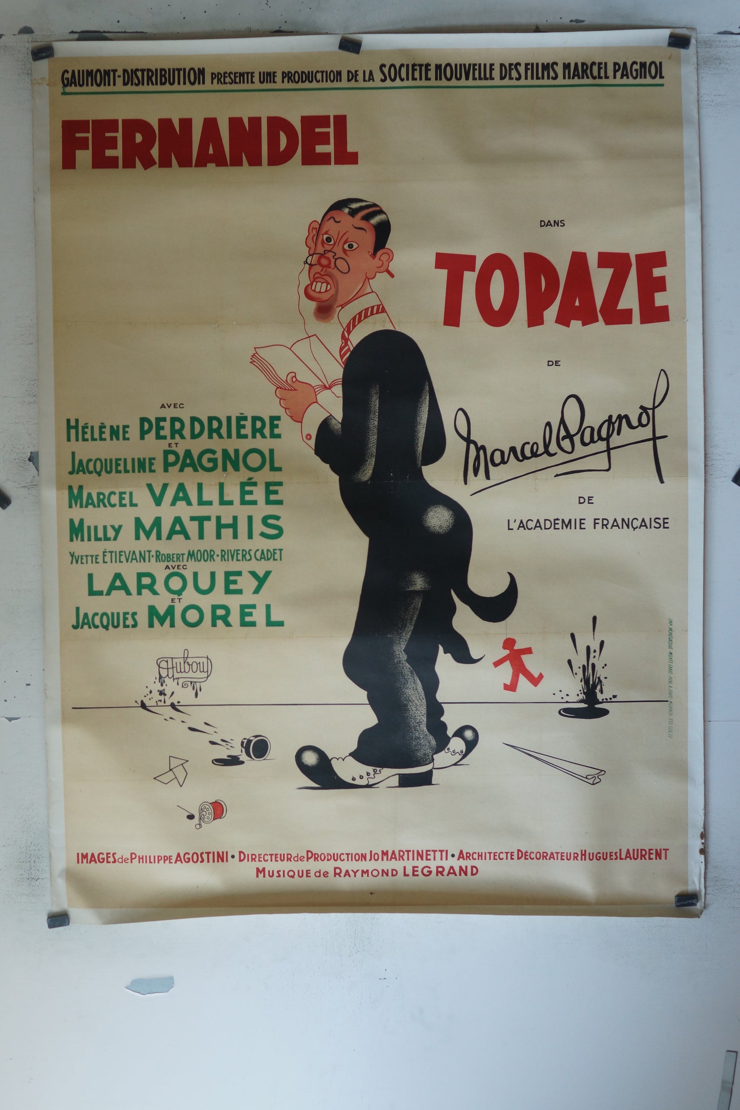 TOPAZE, FERNANDEL,120X160, AFFICHE ENTOILÉE