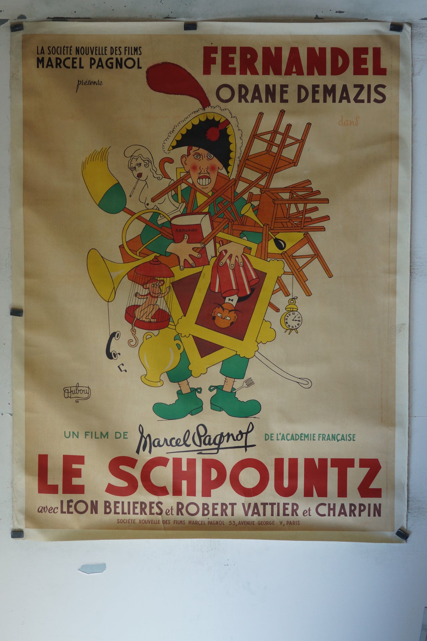 LE SCHPOUNTZ, FERNANDEL, 120X160, AFFICHE ENTOILÉE