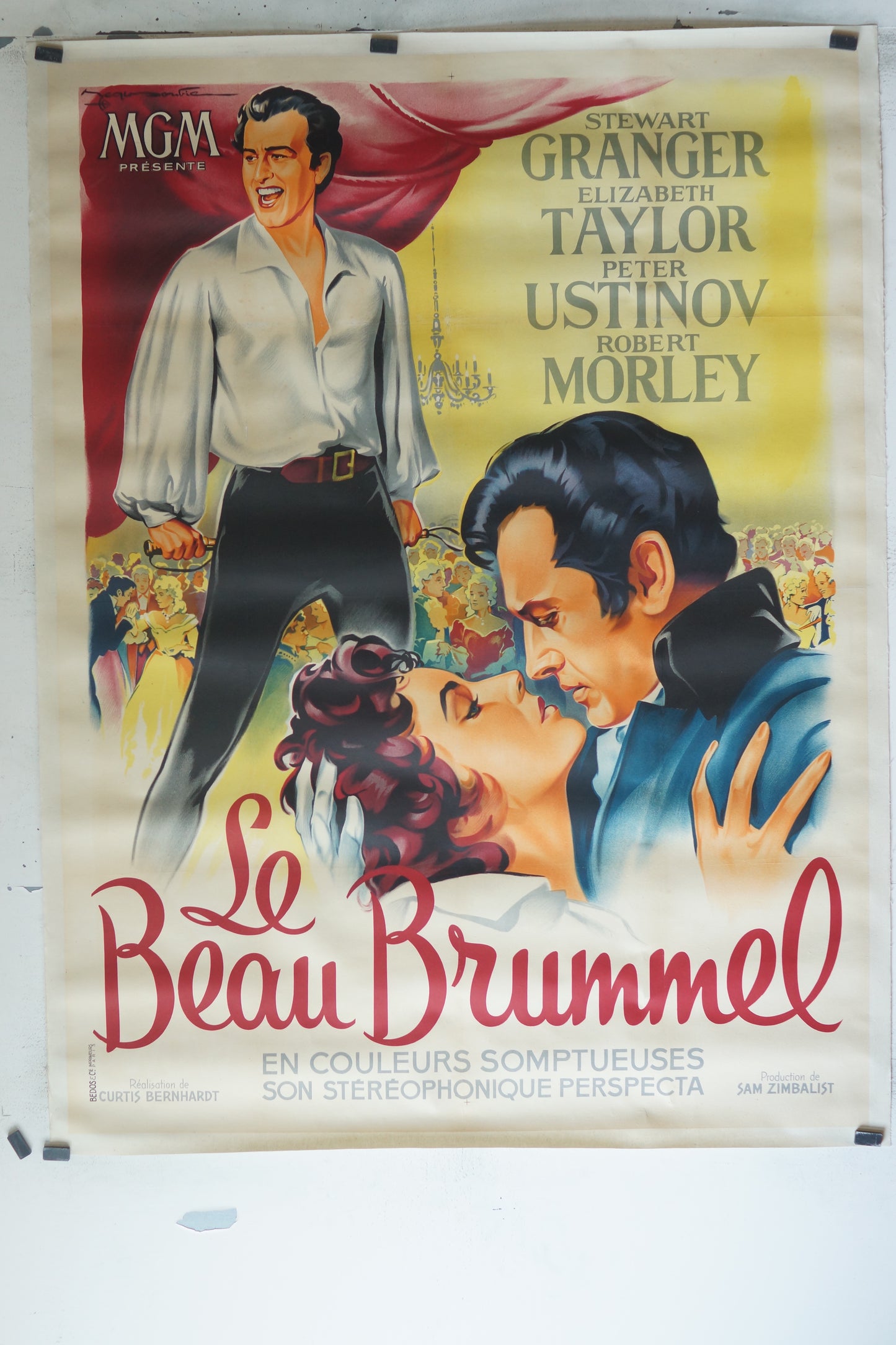 LE BEAU BRUMMEL, STEWART GRANGER, 120X160 CM, AFFICHE ENTOILÉE.