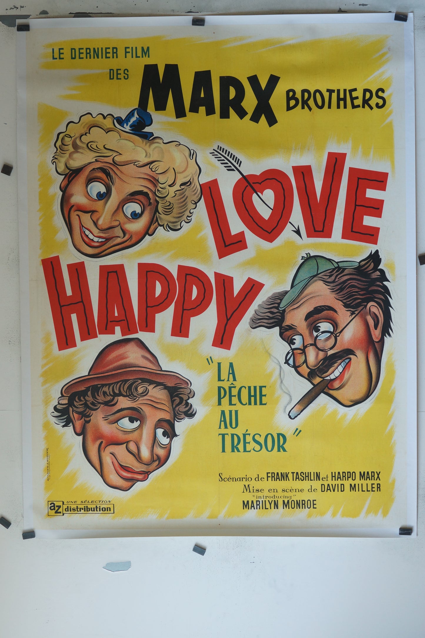 LOVE HAPPY, MARX BROTHERS, 120X160 CM, AFFICHE ENTOILÉE.