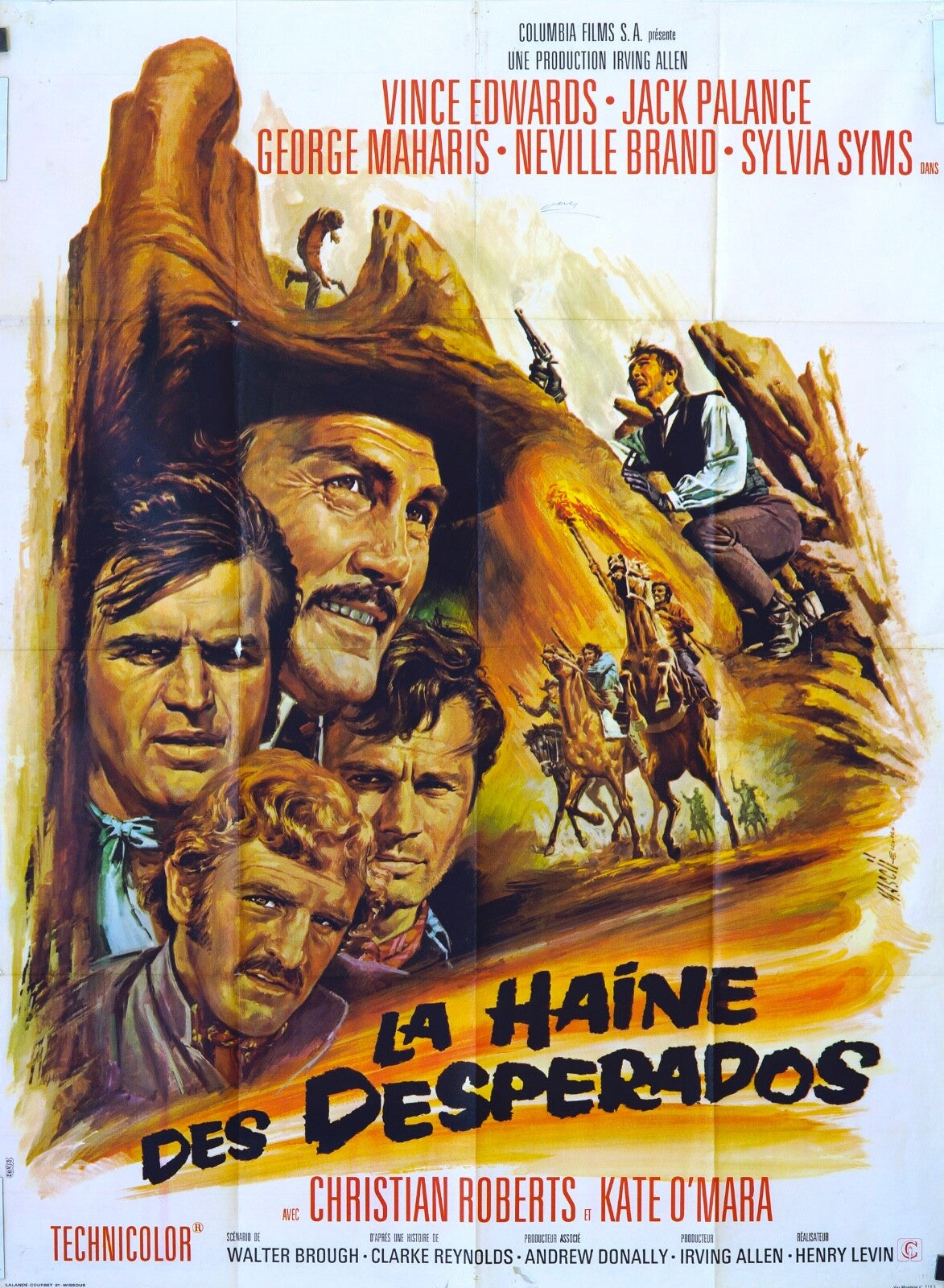 LA HAINE DES DESPERADOS ORIGINAL MOVIE POSTER 120x160 VINCE EDWARDS