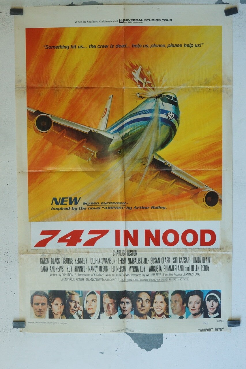 747 IN NOOD MOVIE POSTER ORIGINAL VINTAGE (70X100) CHARLTON HESTON