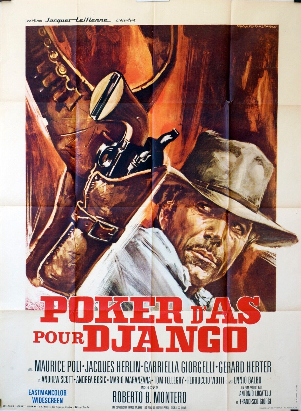 POKER D’AS POUR DJANGO POSTER ORIGINAL 120x160 MAURICE POLI