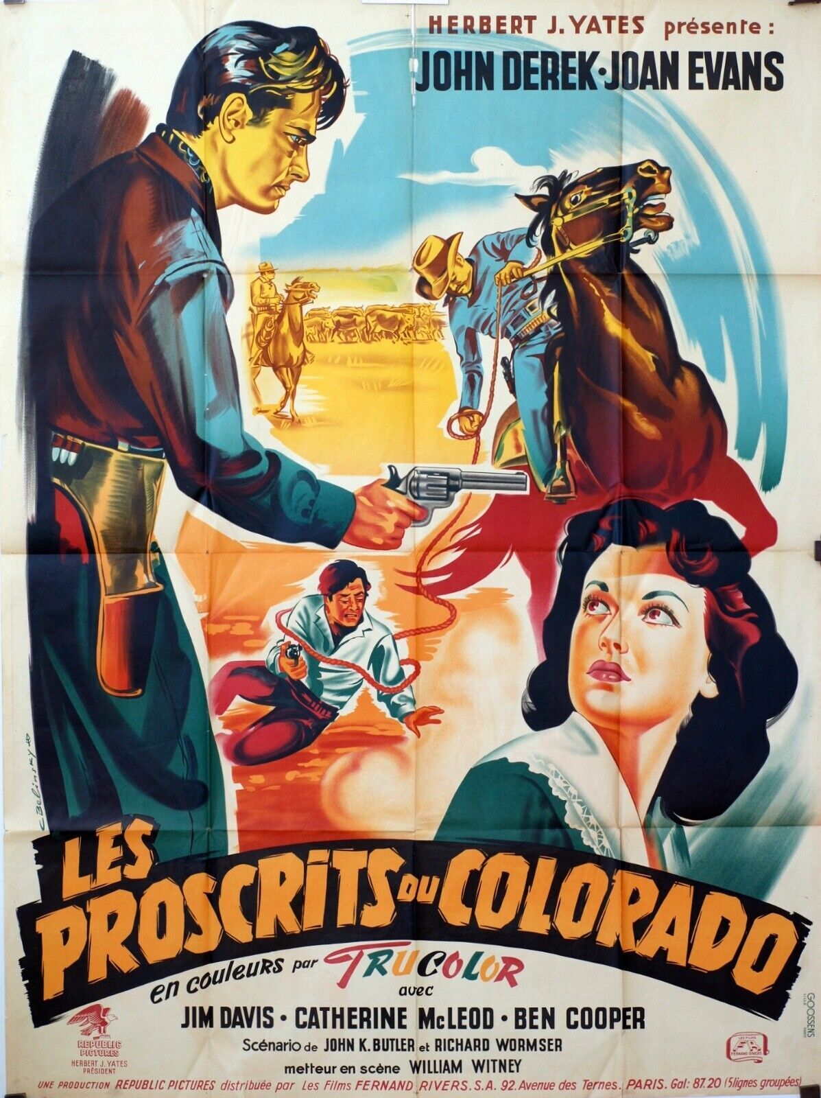 LES PROSCRITS DU COLORADO MOVIE POSTER ORIGINAL (120X160) JOHN DEREK