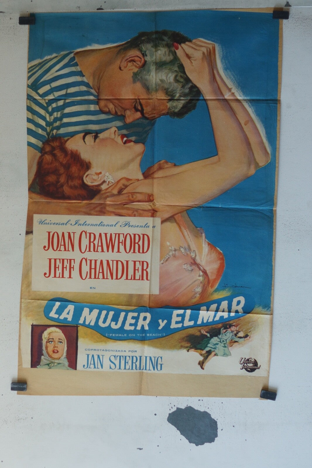MUJER Y EL MAR (LA) MOVIE POSTER ORIGINAL 62x100 Joan Crawford , Jeff Chandler