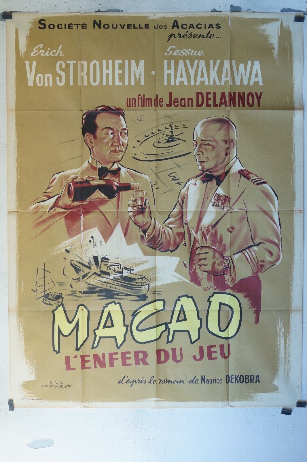 MACAO MOVIE POSTER ORIGINAL 120x160 ERICH VON STROHEM