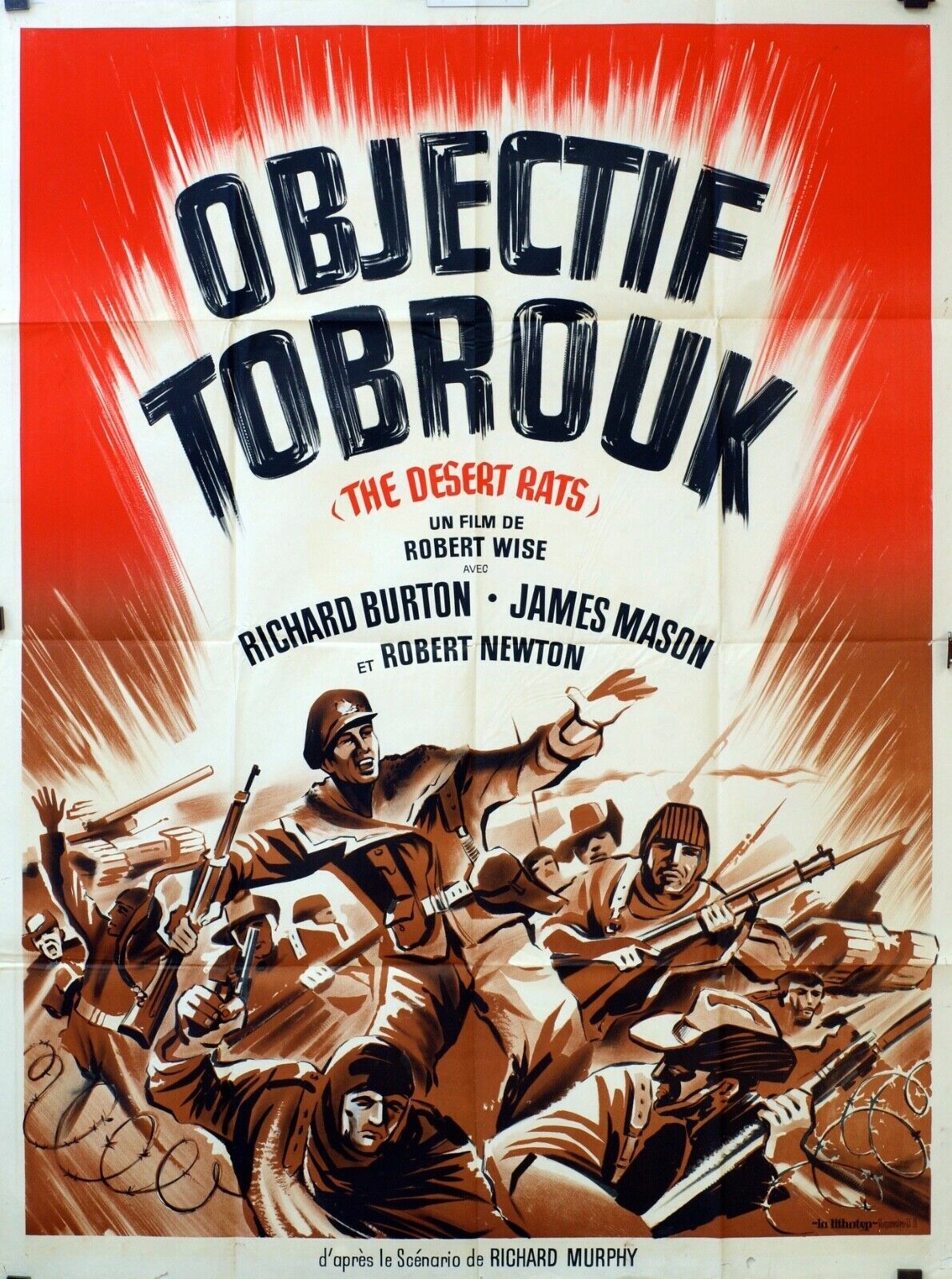 OBJECTIF TOBROUK MOVIE POSTER ORIGINAL 120x160 RICHARD BURTON