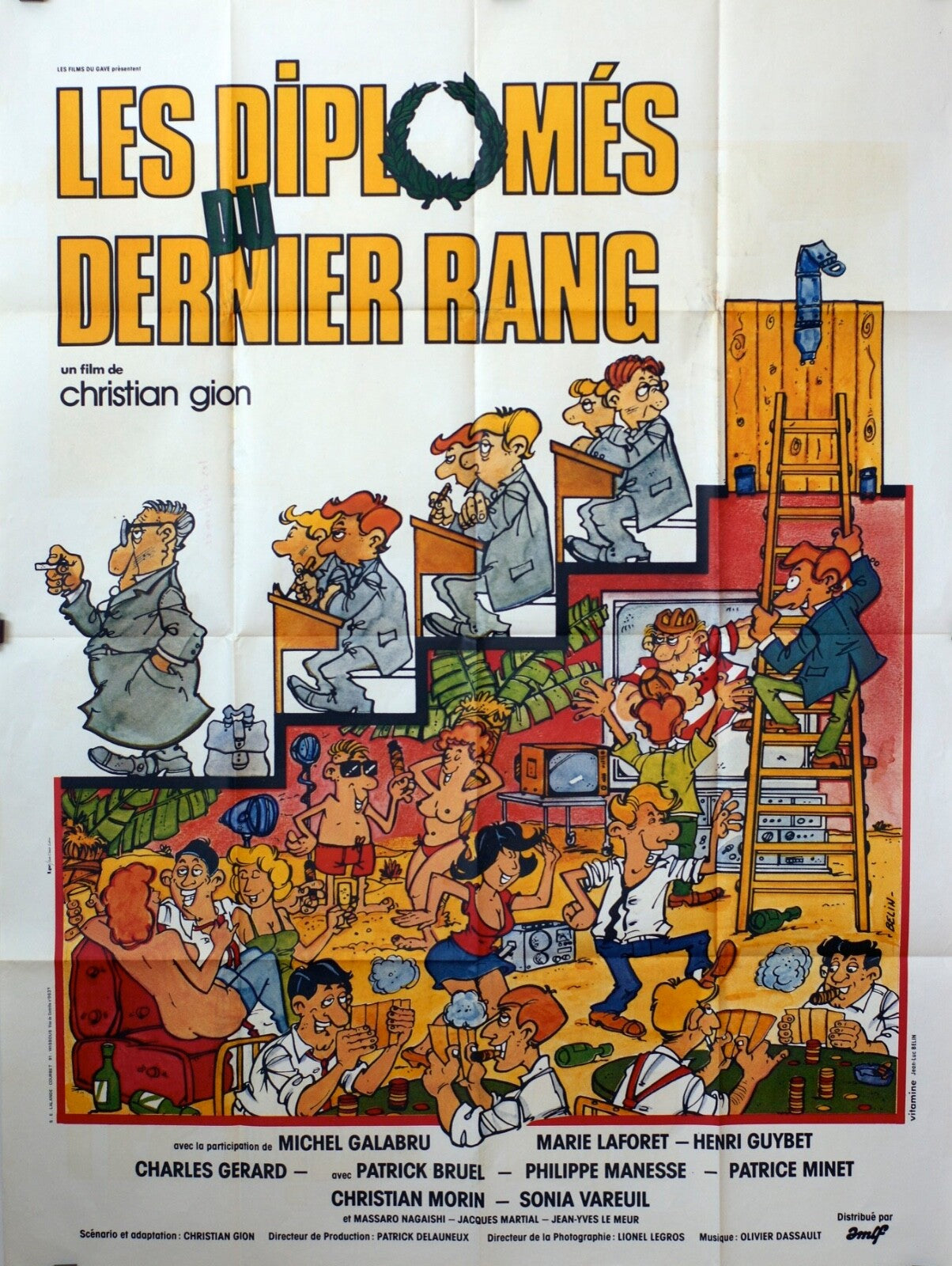 LES DIPLOMÉS DU DERNIER RANG MOVIE POSTER ORIGINAL 120x160 MICHEL GALABRU