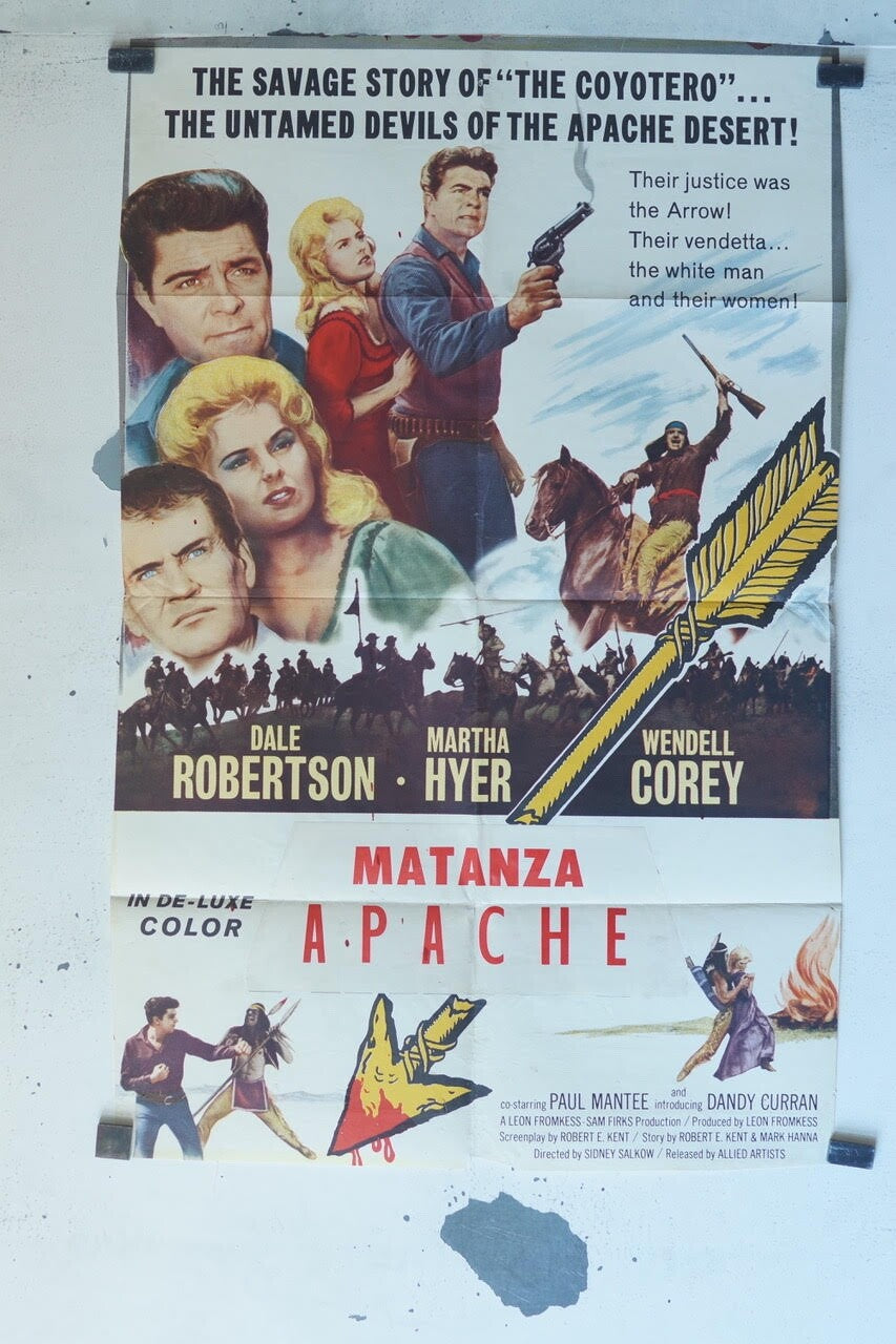 MATANZA APACHE (1957) 1960 ORIGINAL MOVIE POSTER DALE ROBERTSON, MARTHA HYER