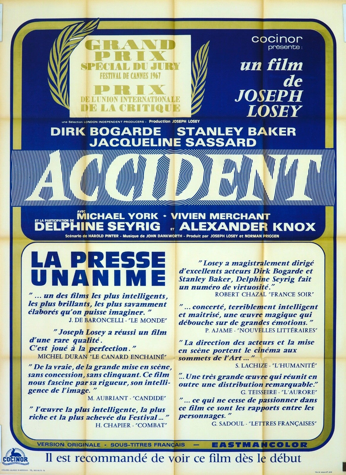 ACCIDENT ORIGINAL MOVIE POSTER 120x160 JOSEPH LOSEY