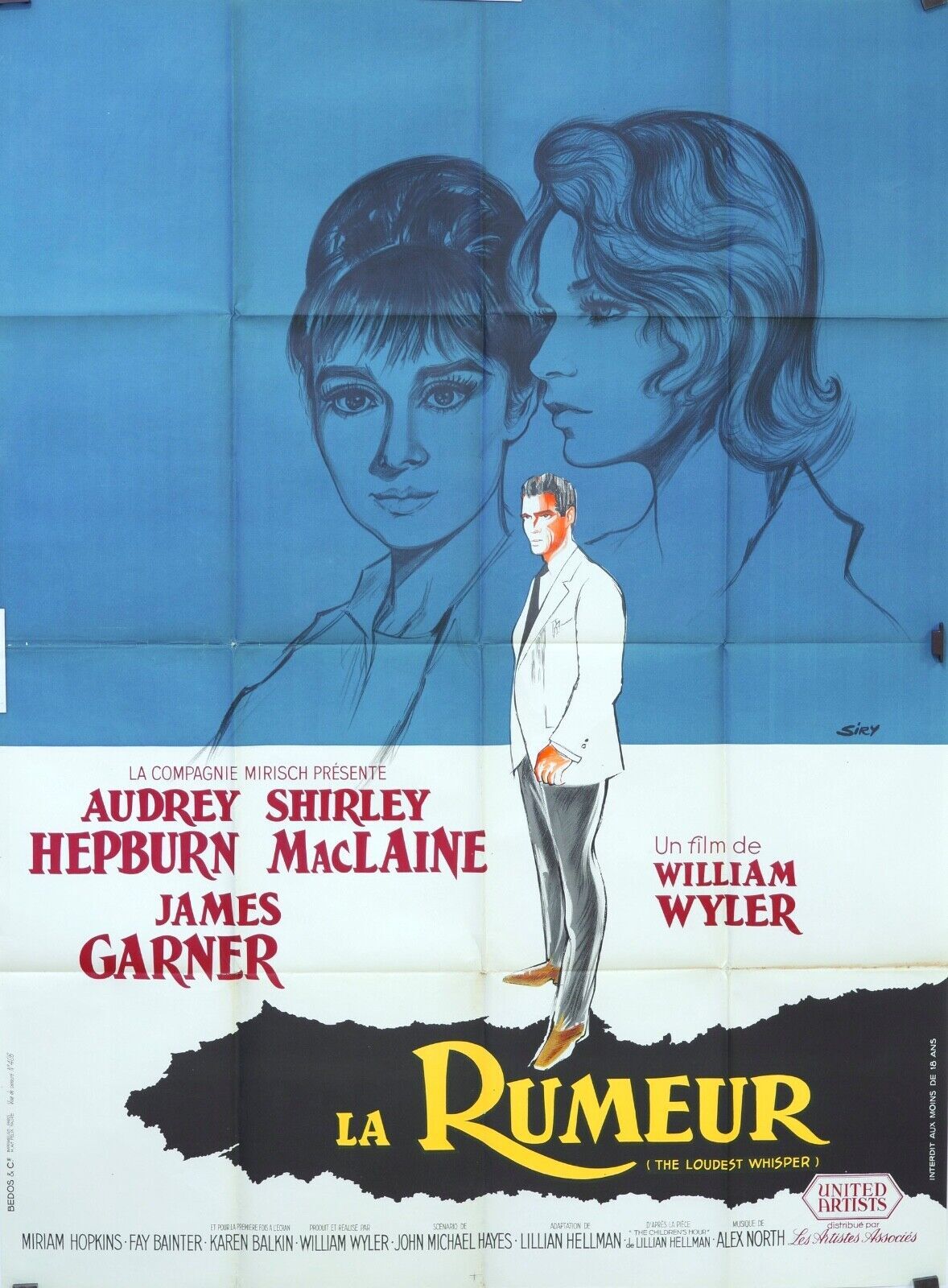 LA RUMEUR ORIGINAL MOVIE POSTER 120x160 AUDREY HEPBURN