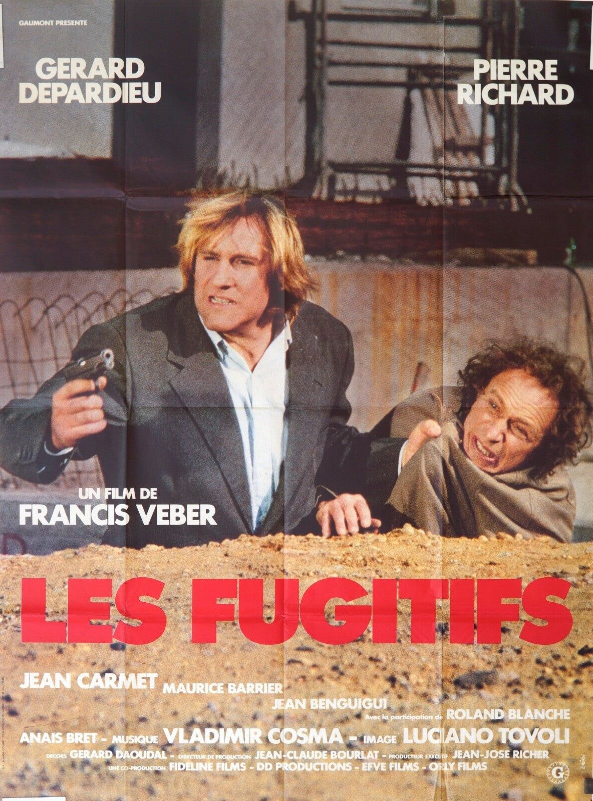 LES FUGITIFS MOVIE POSTER ORIGINAL 120x160 GERARD DEPARDIEU