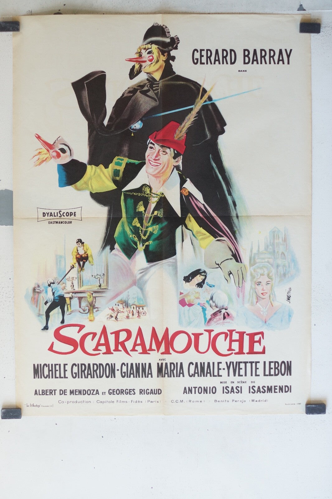 SCARAMOUCHE POSTER ORIGINAL 60x80 Gerard Barray , Michele Giradon