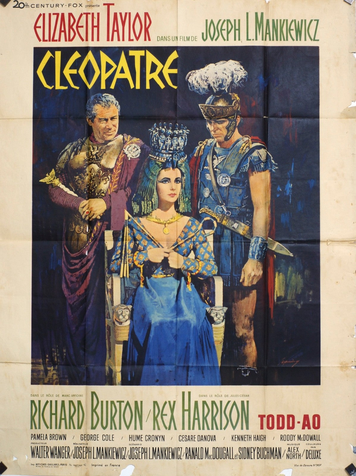 CLÉOPATRE ELIZABETH TAYLOR MOVIE POSTER ORIGINAL 120x160