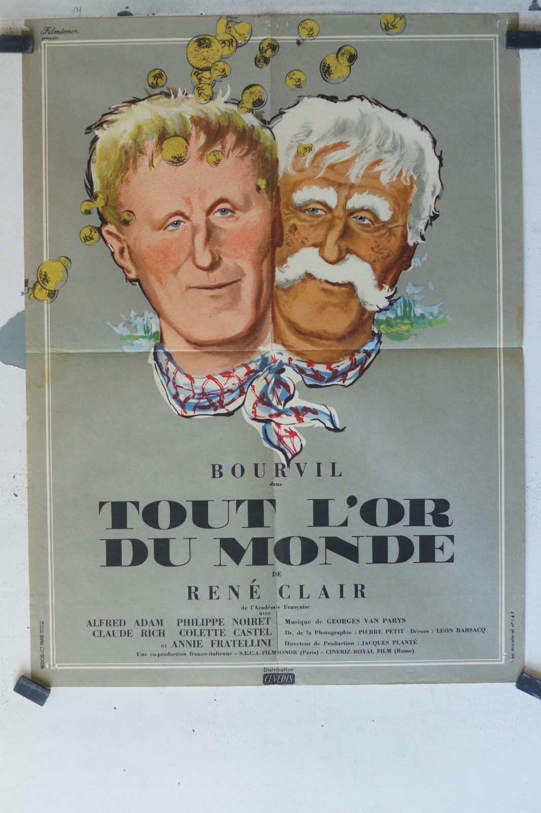 TOUT L’OR DU MONDE MOVIE POSTER ORIGINAL (60X80) Bourvil , Philippe noiret