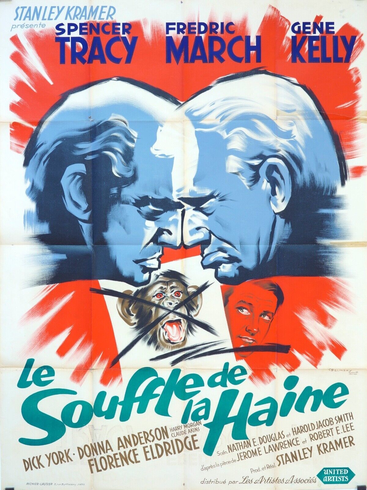 LE SOUFFLE DE LA HAINE ? MOVIE POSTER ORIGINAL 120x160 SPENCER TRACY