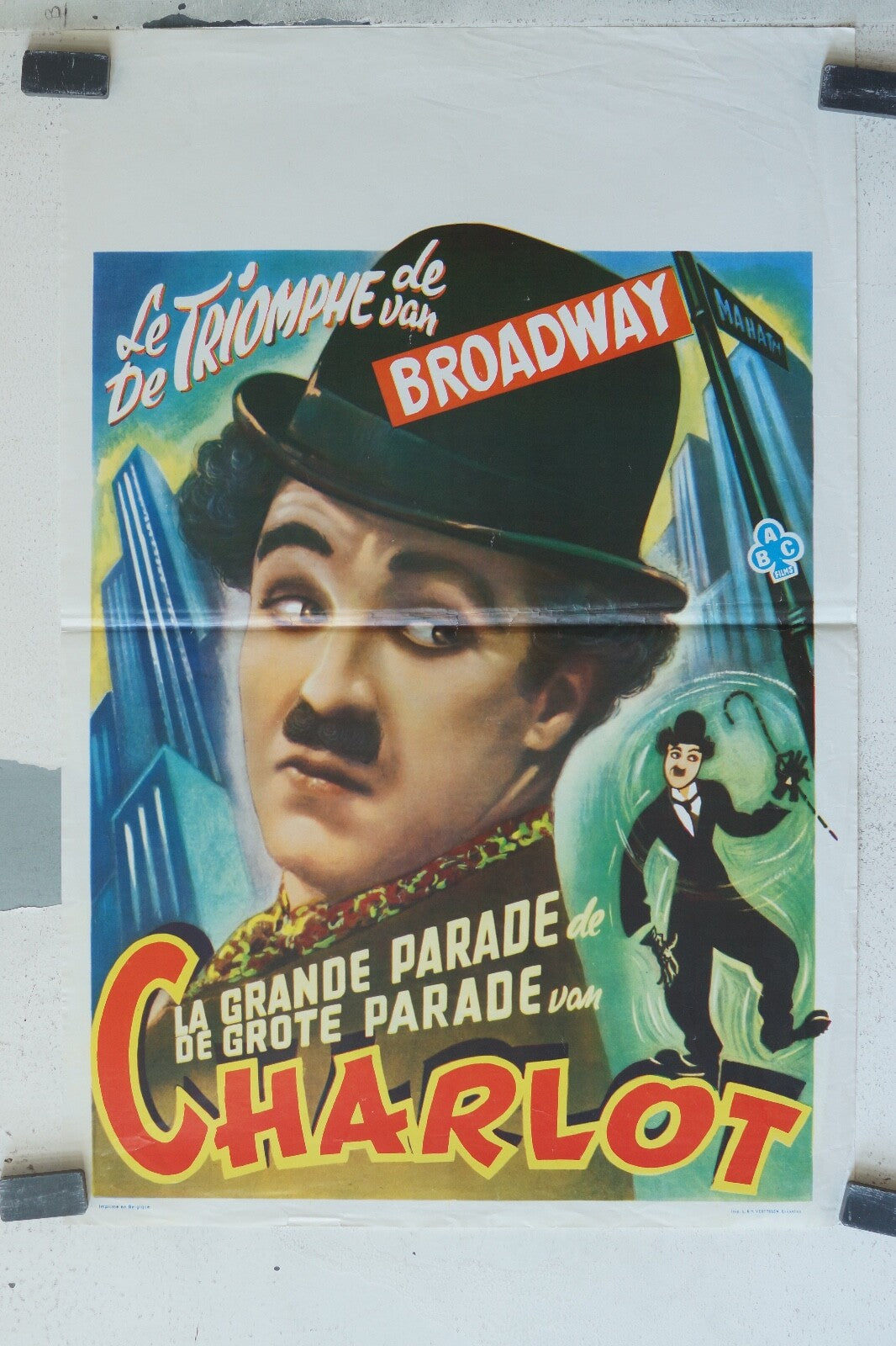 LA GRANDE PARADE DE CHARLOT (BELGE), 1925 POSTER ORIGINAL 37X 55 CHARLOT