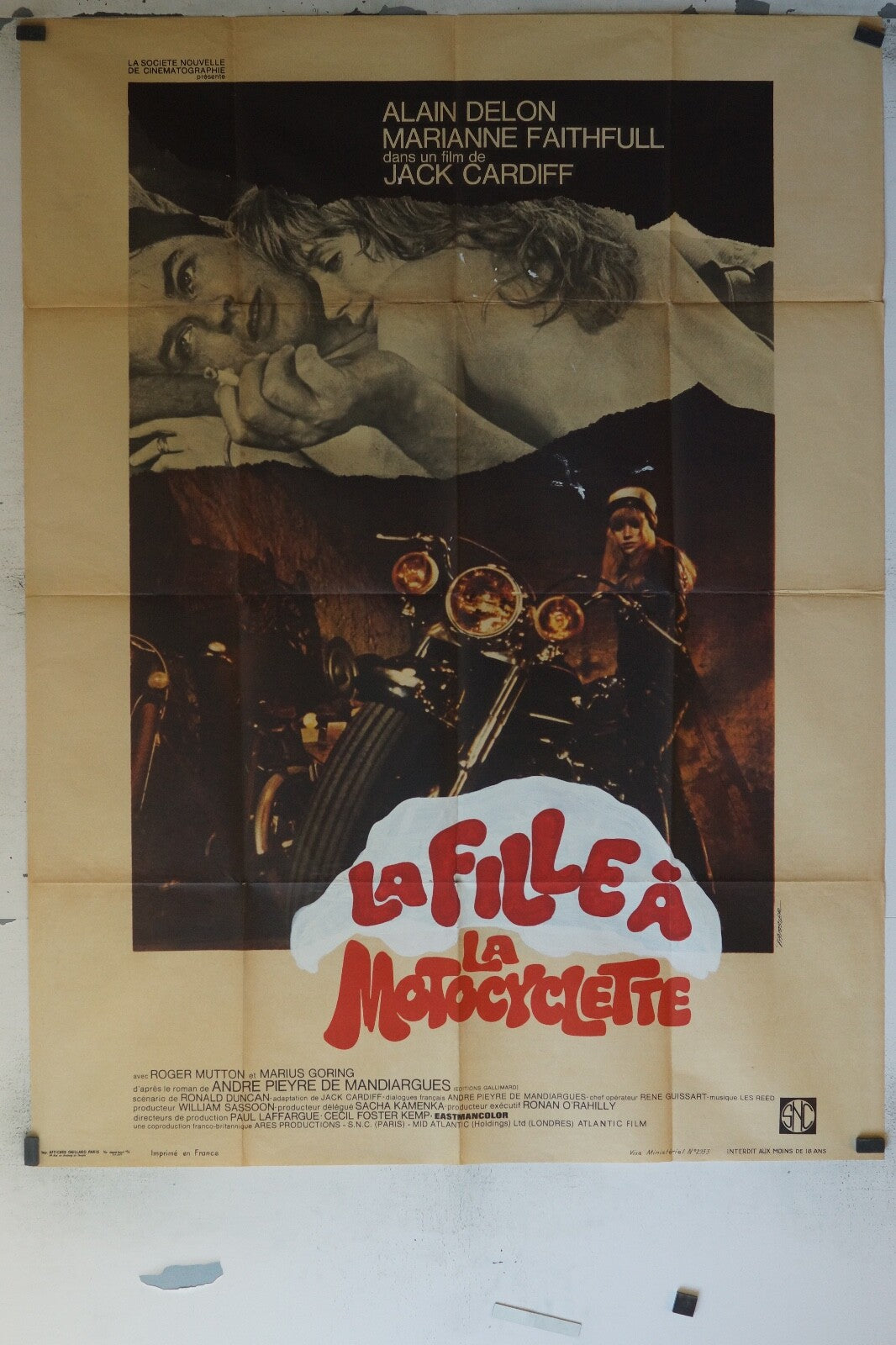 LA FILLE À MOTOCYCLETTE MOVIE POSTER ORIGINAL 120x160 ALAIN DELON