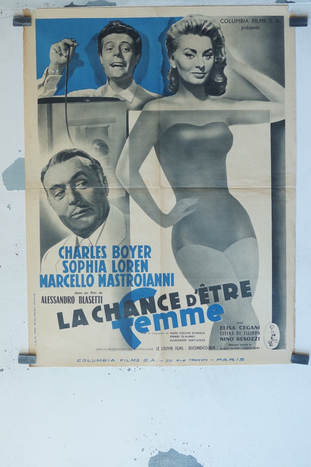 LA CHANCE D’ÊTRE FEMME 70x100 ORIGINAL MOVIE POSTER SOFIA LOREN – CHARLES BOYER