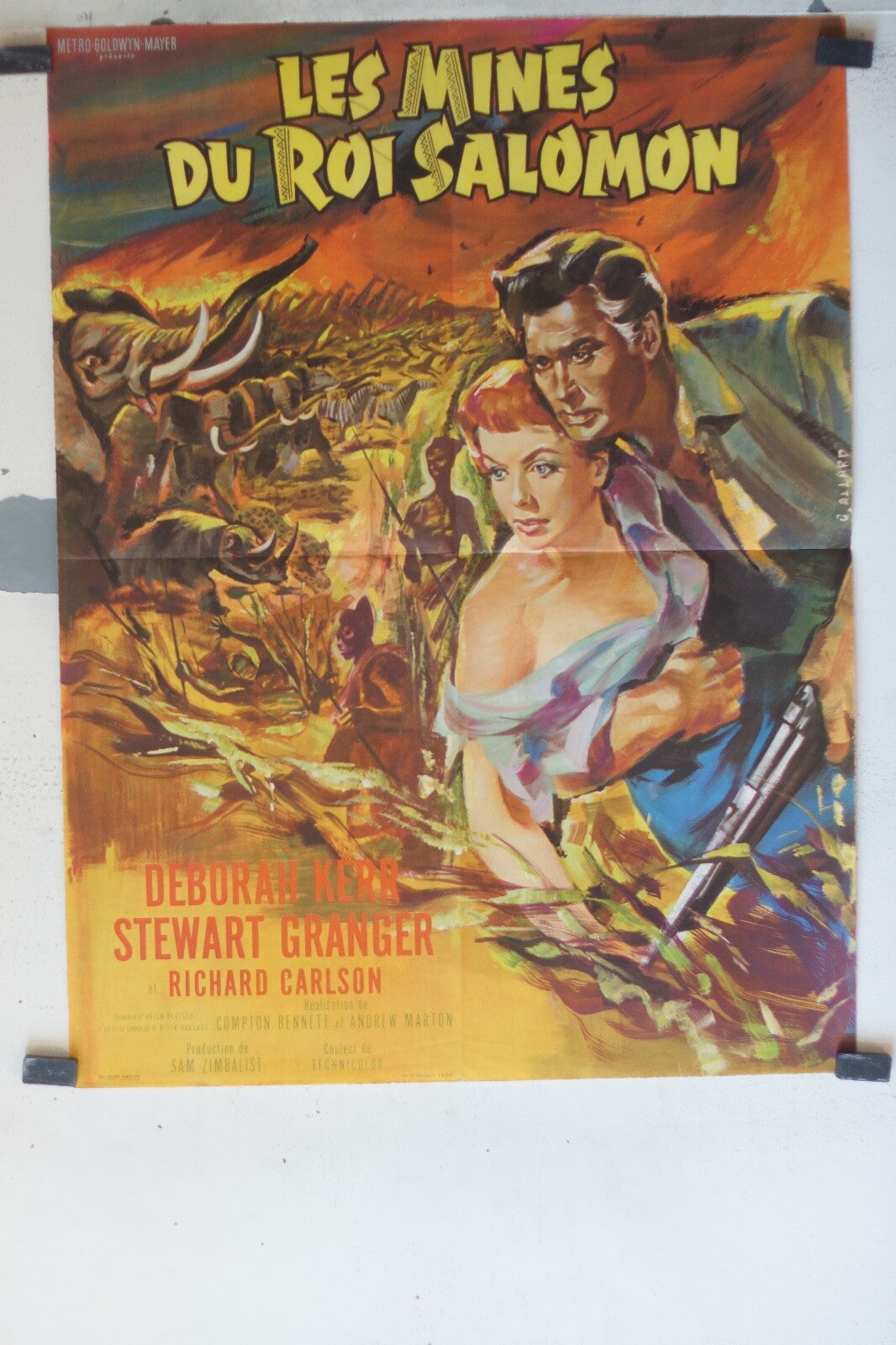 MINES DU ROI SALOMON (LES POSTER ORIGINAL 60x80 Stewart Granger , Deborah Kerr