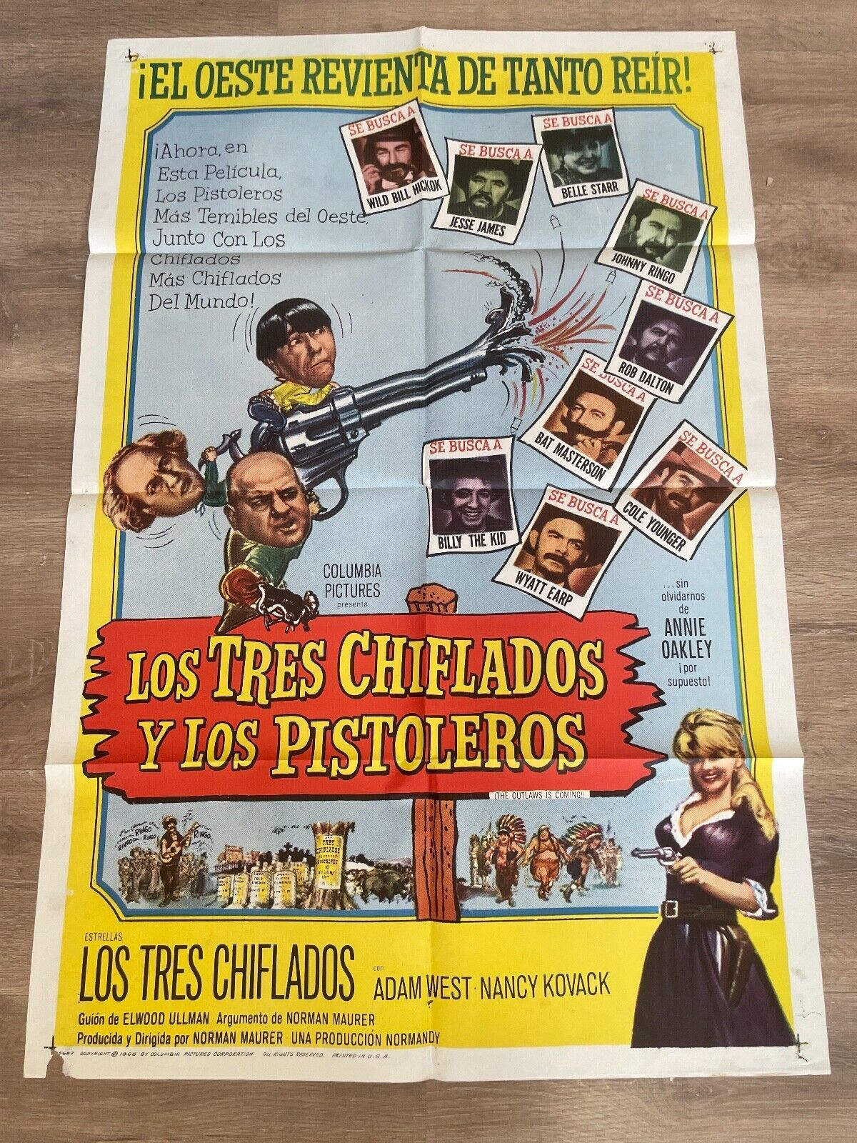 LOS TRES CHIFLADOS MOVIE POSTER ORIGINAL VINTAGE (70X100) JESSIE JAMES