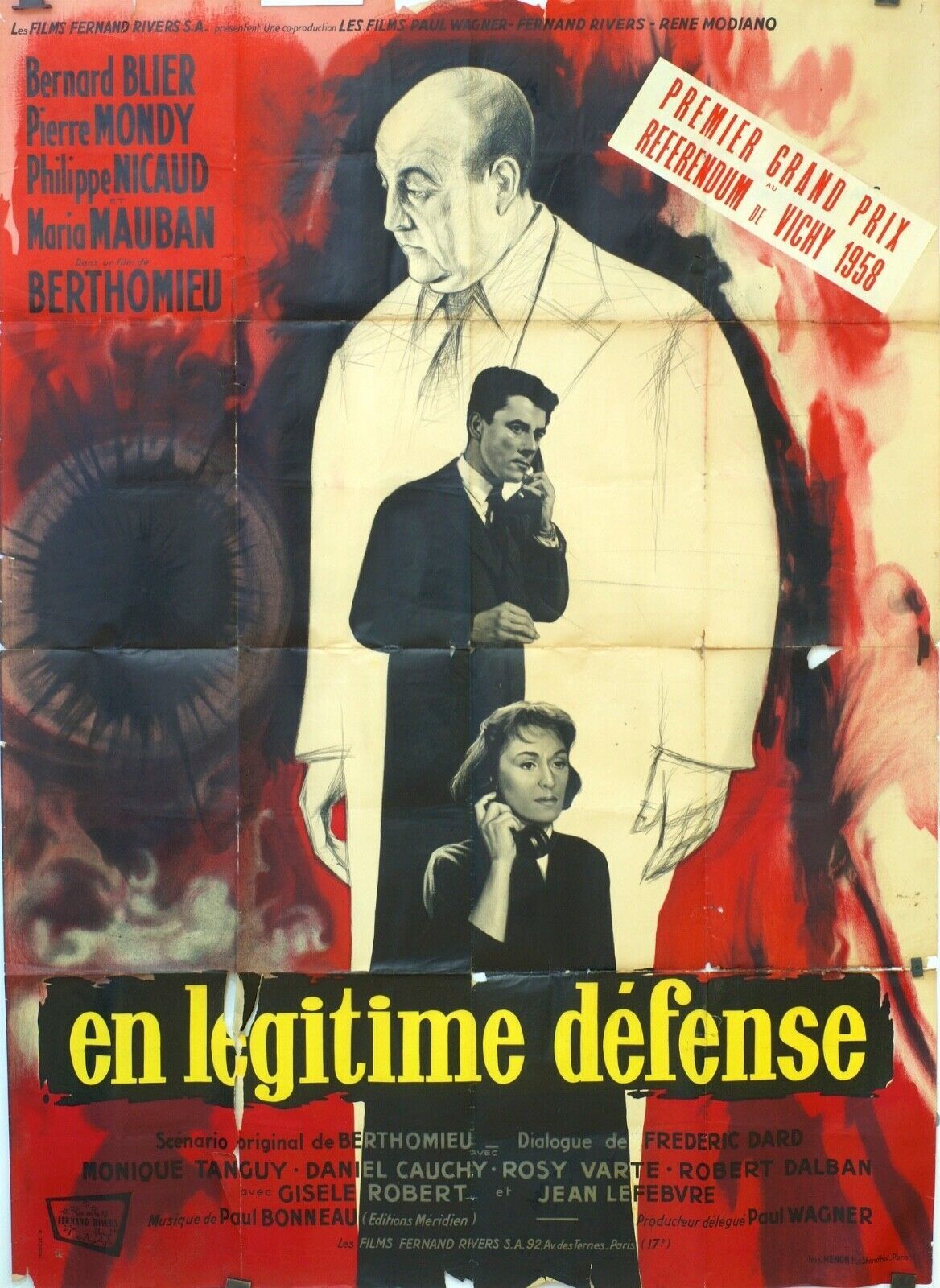 EN LÉGITIME DÉFENSE POSTER ORIGINAL 120x160 BERNARD BLIER